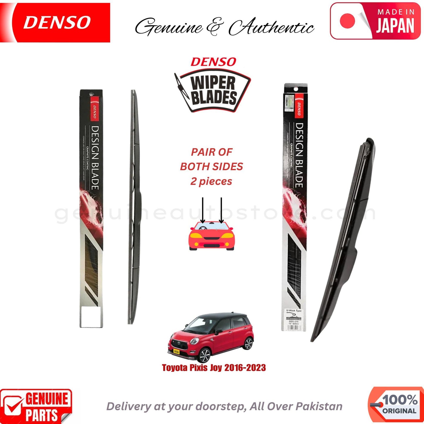 Toyota Pixis Joy 2016-2023 DENSO JAPAN WIPER BLADE SET in Pakistan. 100% Genuine, Original, Best Price, Cash on Delivery Available