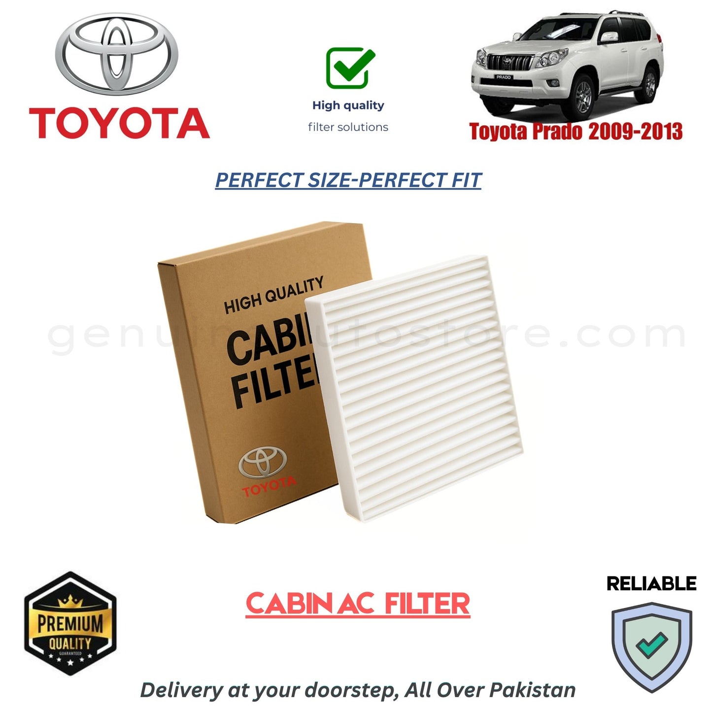 Toyota Prado 2009-2013 CABIN AC FILTER in Pakistan. 100% Genuine, Reliable, Best Price, Cash on Delivery Available