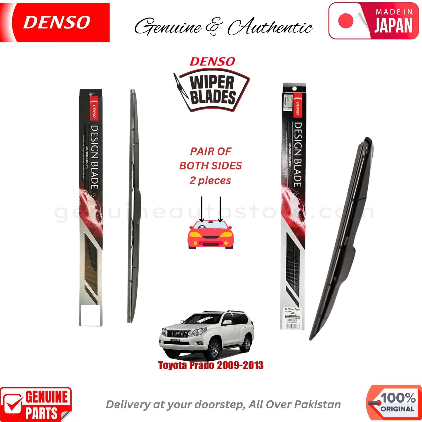 Toyota Prado 2009-2013 DENSO JAPAN WIPER BLADE SET in Pakistan. 100% Genuine, Original, Best Price, Cash on Delivery Available