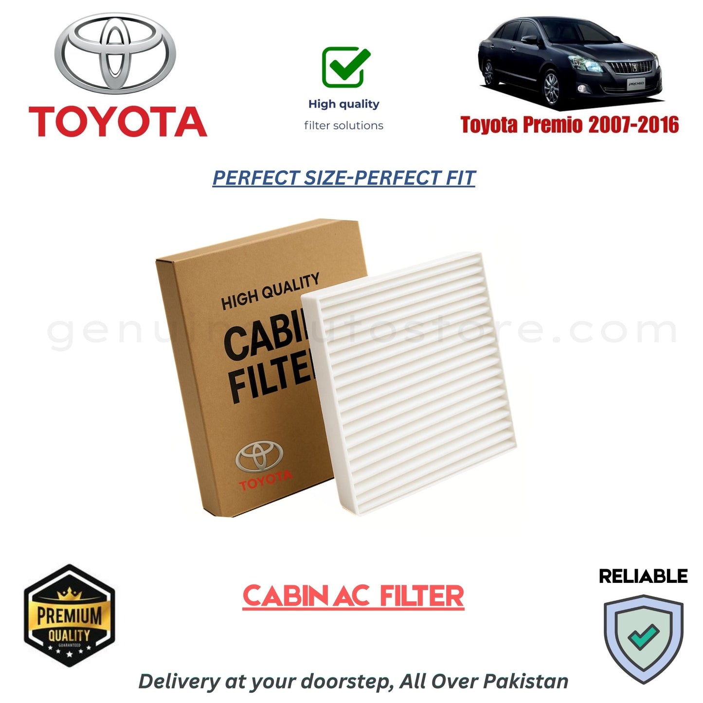Toyota Premio 2007-2016 CABIN AC FILTER in Pakistan. 100% Genuine, Reliable, Best Price, Cash on Delivery Available