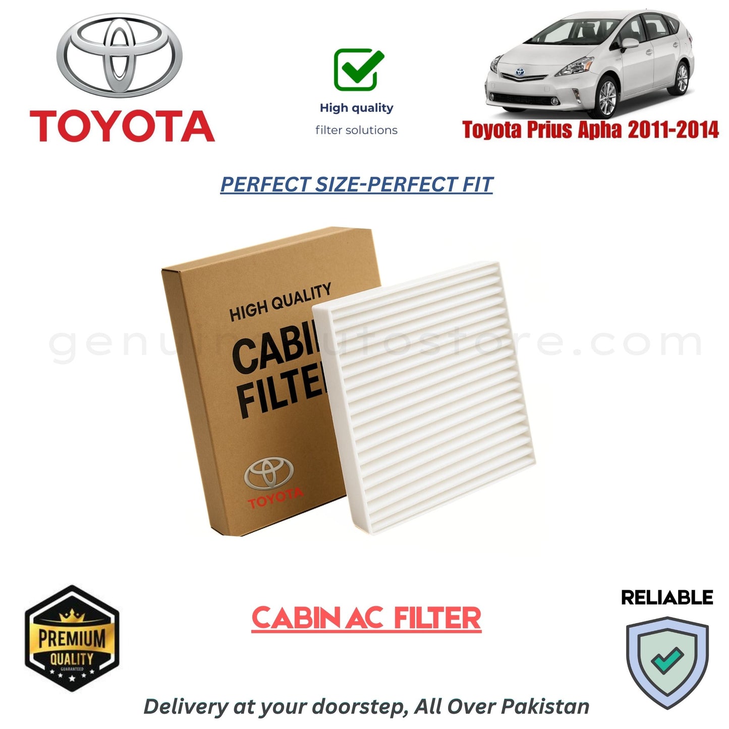 Toyota Prius Apha 2011-2014 CABIN AC FILTER in Pakistan. 100% Genuine, Reliable, Best Price, Cash on Delivery Available