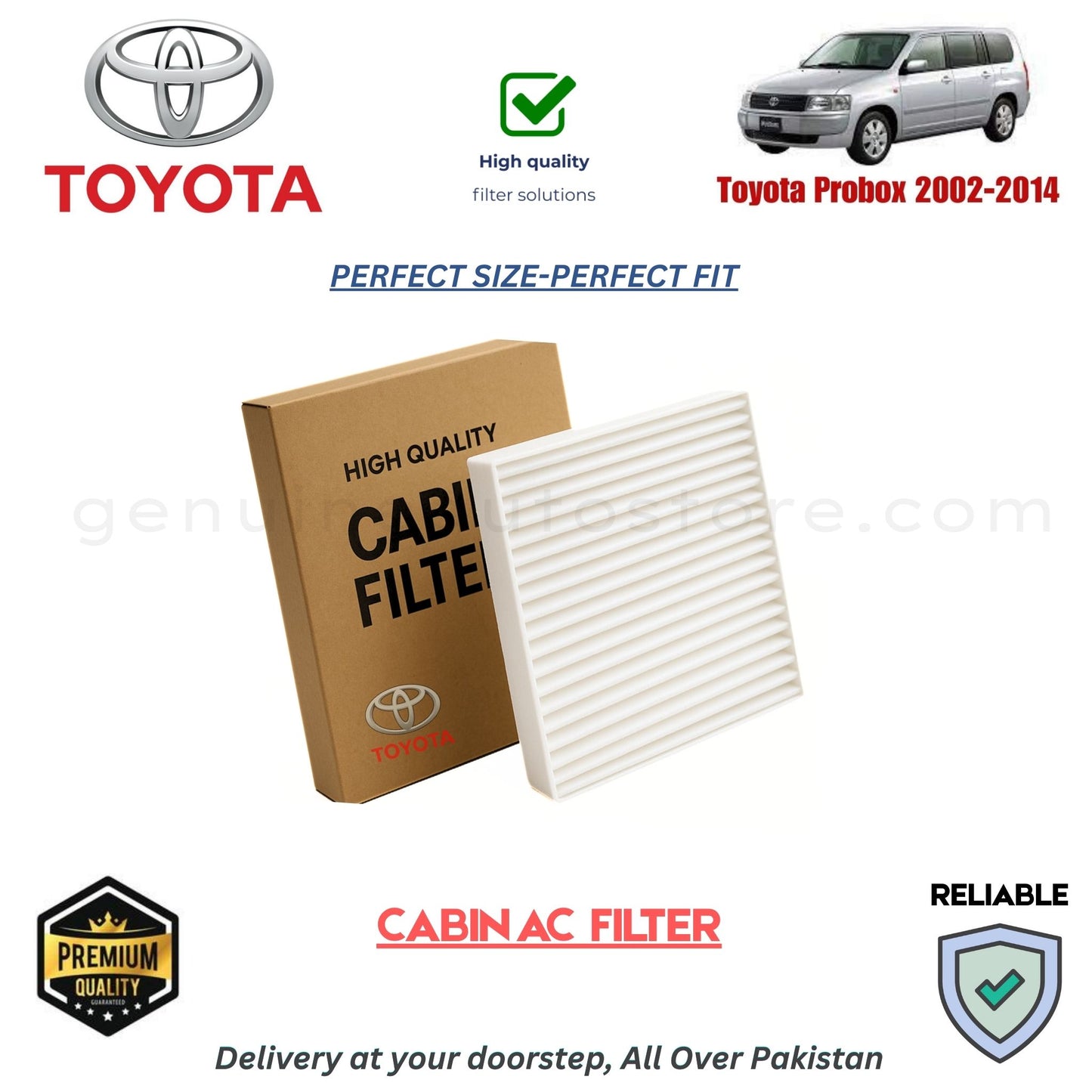 Toyota Probox 2002-2014 CABIN AC FILTER in Pakistan. 100% Genuine, Reliable, Best Price, Cash on Delivery Available