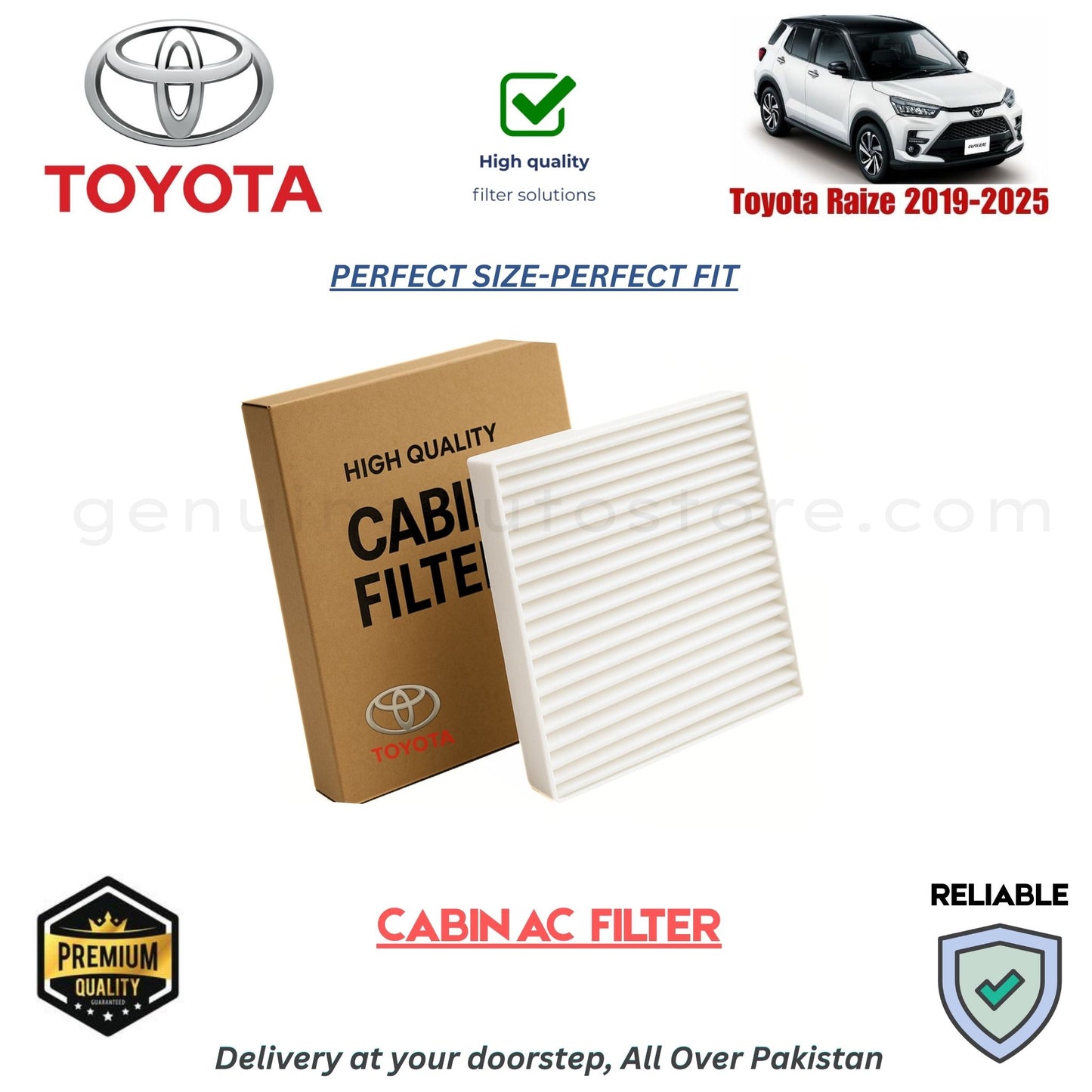 Toyota Raize 2019-2025 CABIN AC FILTER in Pakistan. 100% Genuine, Reliable, Best Price, Cash on Delivery Available