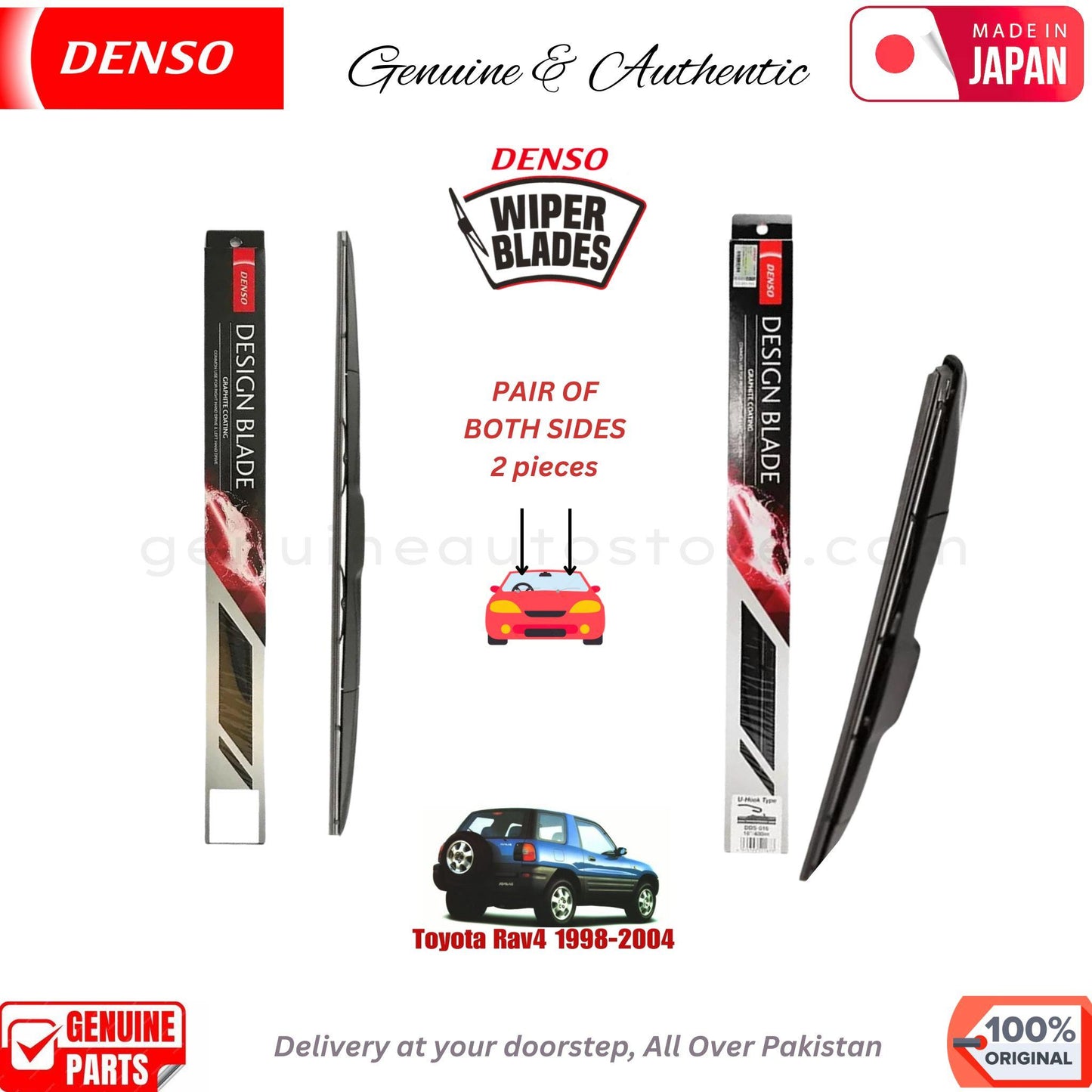 Toyota Rav4 1998-2004 DENSO JAPAN WIPER BLADE SET in Pakistan. 100% Genuine, Original, Best Price, Cash on Delivery Available