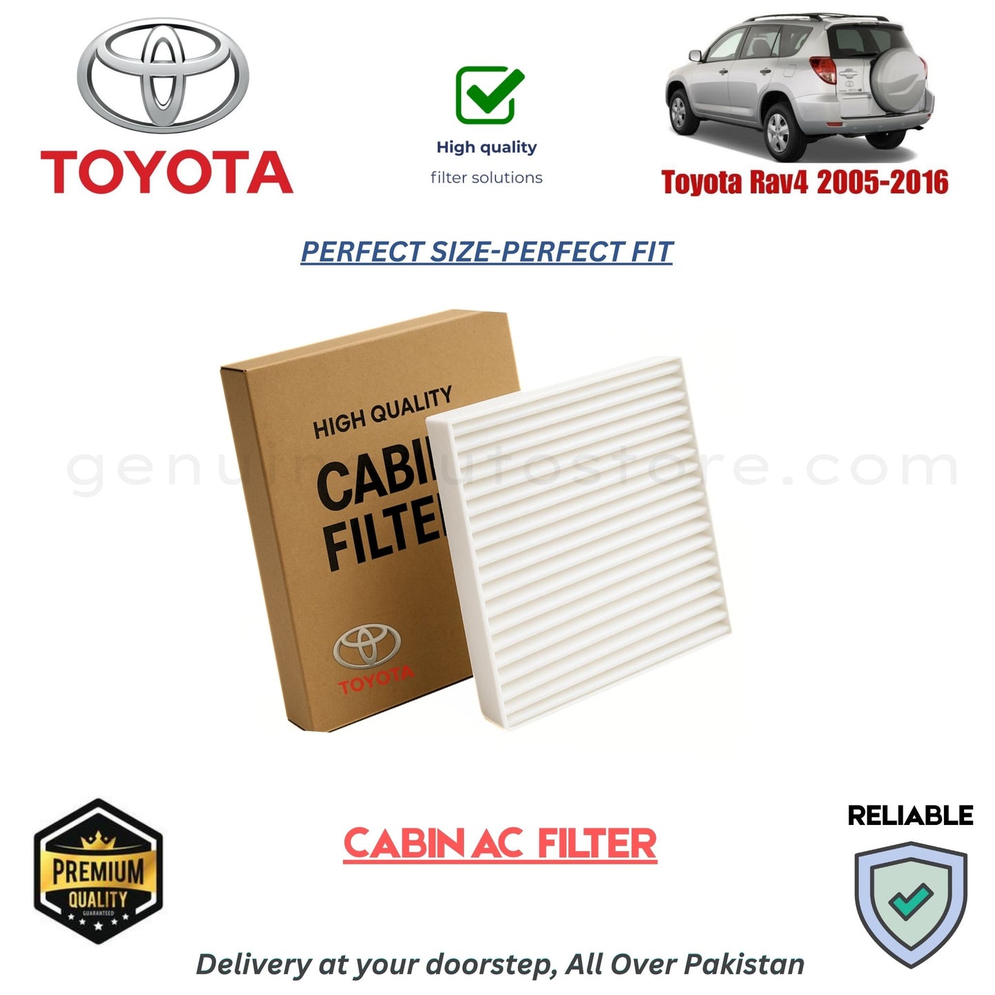 Toyota Rav4 2005-2016 CABIN AC FILTER in Pakistan. 100% Genuine, Reliable, Best Price, Cash on Delivery Available