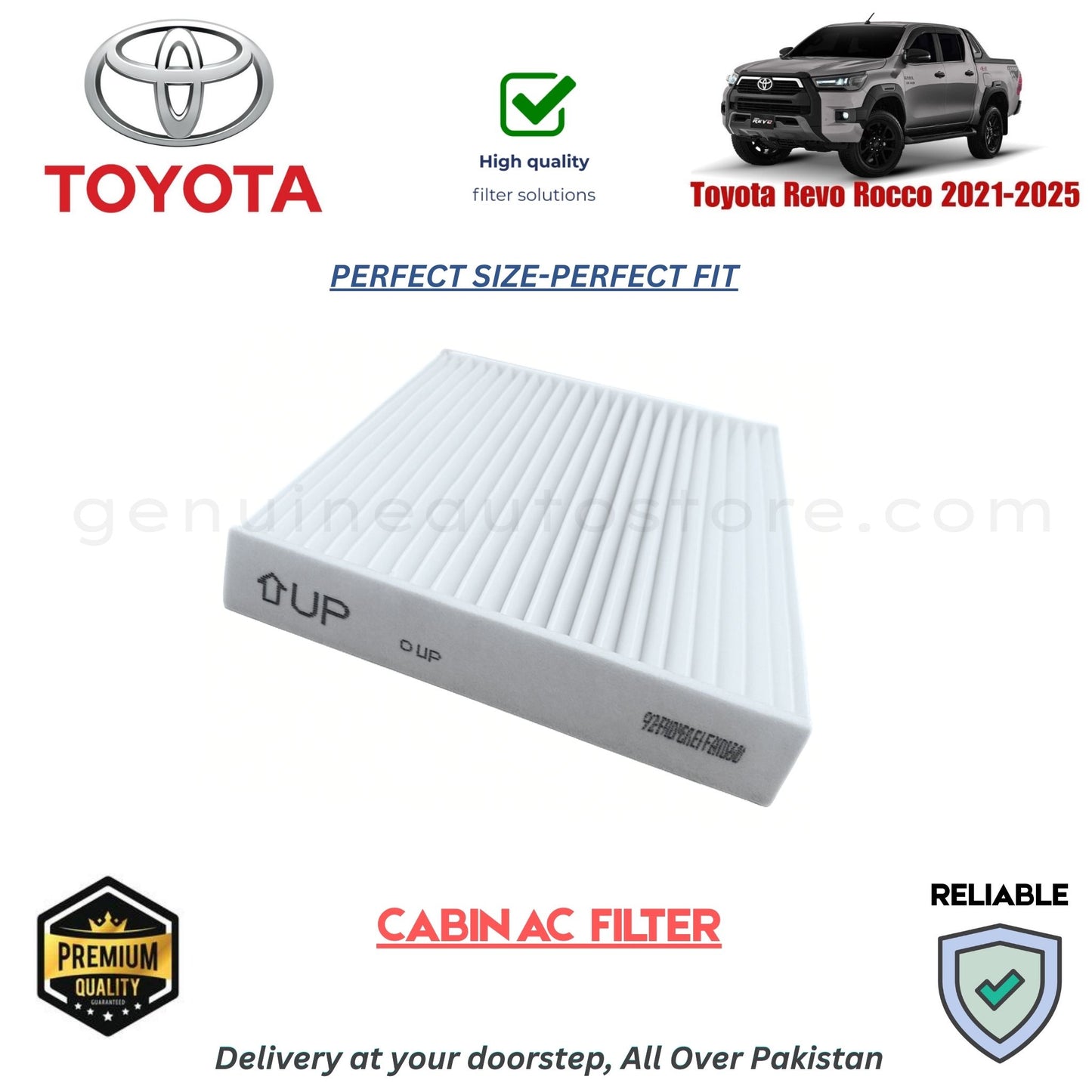 Toyota Revo Rocco 2021-2025 CABIN AC FILTER in Pakistan. 100% Genuine, Reliable, Best Price, Cash on Delivery Available