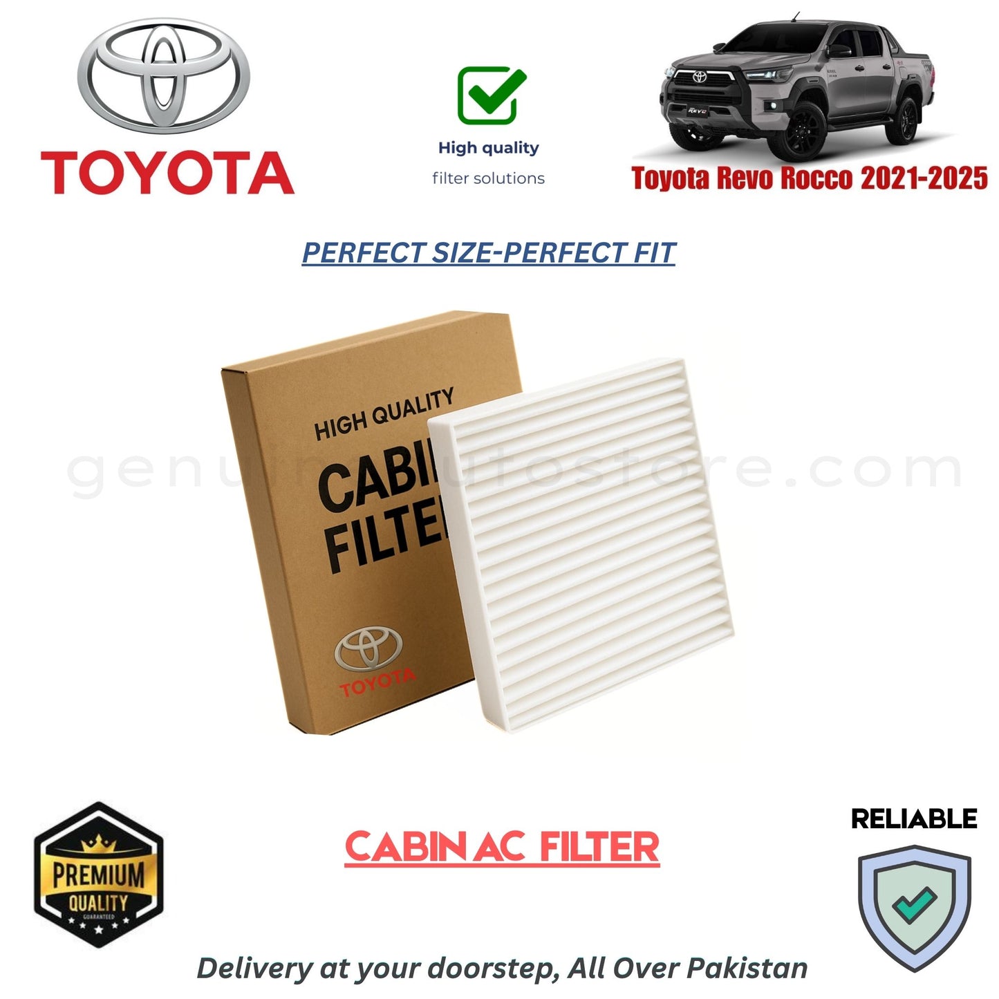 Toyota Revo Rocco 2021-2025 CABIN AC FILTER in Pakistan. 100% Genuine, Reliable, Best Price, Cash on Delivery Available