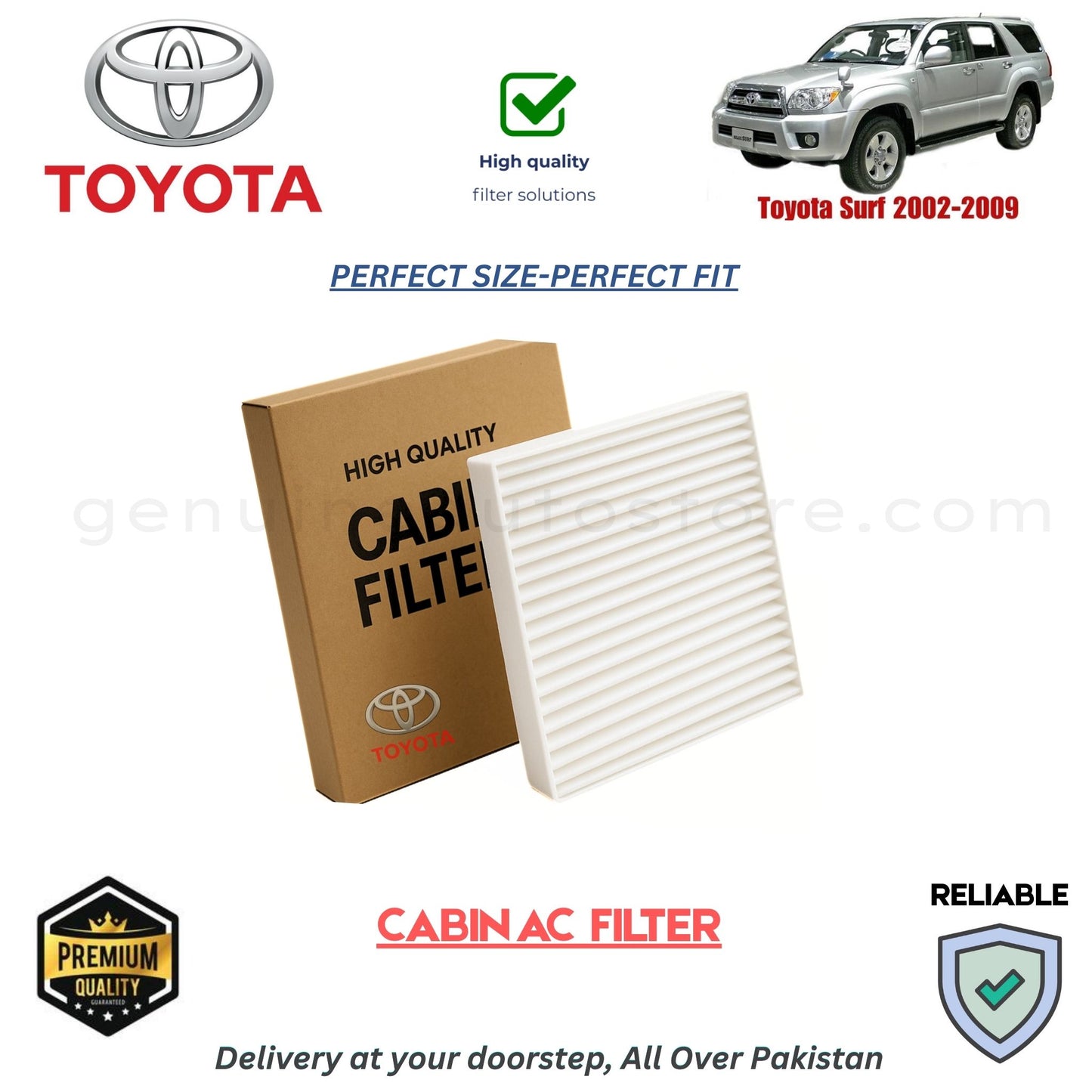 Toyota Surf 2002-2009 CABIN AC FILTER in Pakistan. 100% Genuine, Reliable, Best Price, Cash on Delivery Available