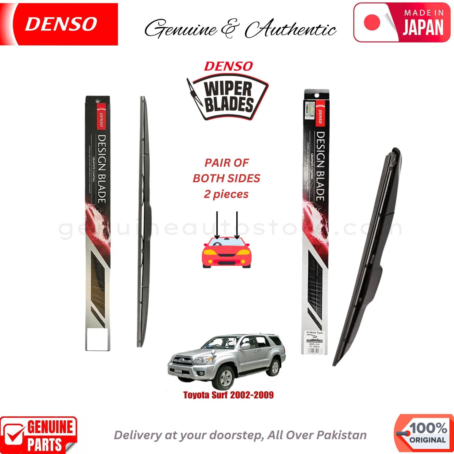 Toyota Surf 2002-2009 DENSO JAPAN WIPER BLADE SET in Pakistan. 100% Genuine, Original, Best Price, Cash on Delivery Available