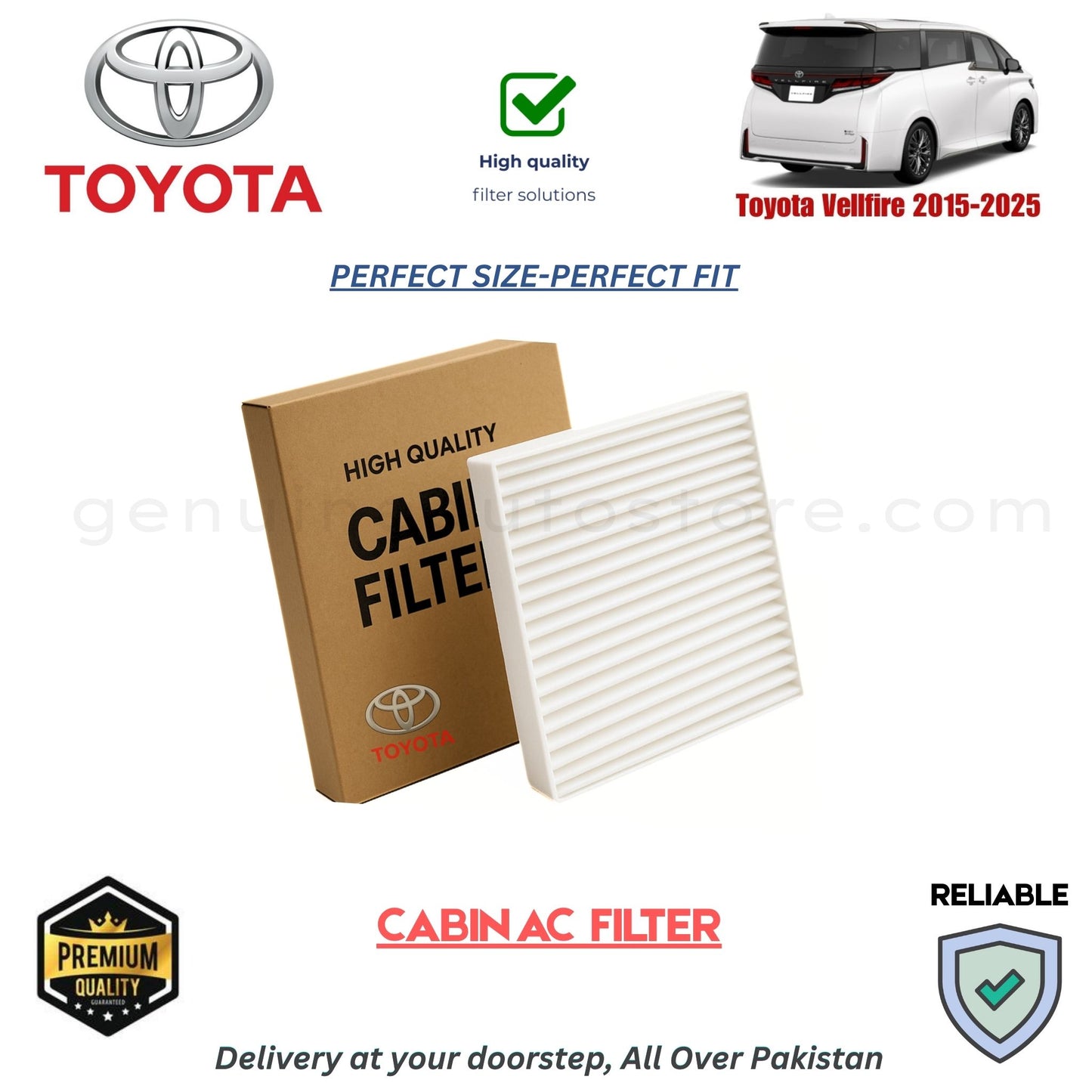 Toyota Vellfire 2015-2025 CABIN AC FILTER in Pakistan. 100% Genuine, Reliable, Best Price, Cash on Delivery Available