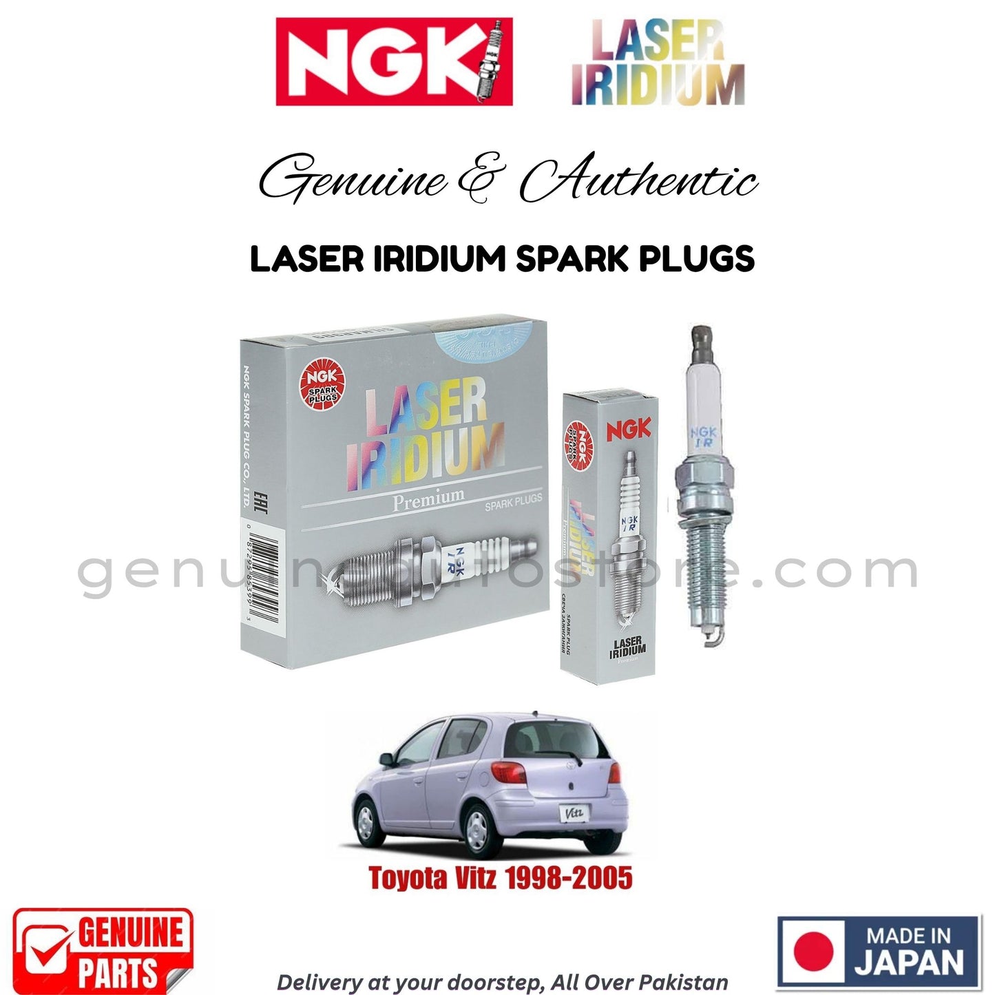 Toyota Vitz 1998-2005 NGK LASER IRIDIUM SPARK PLUGS in Pakistan. 100% Genuine, Reliable, Best Price, Cash on Delivery Available