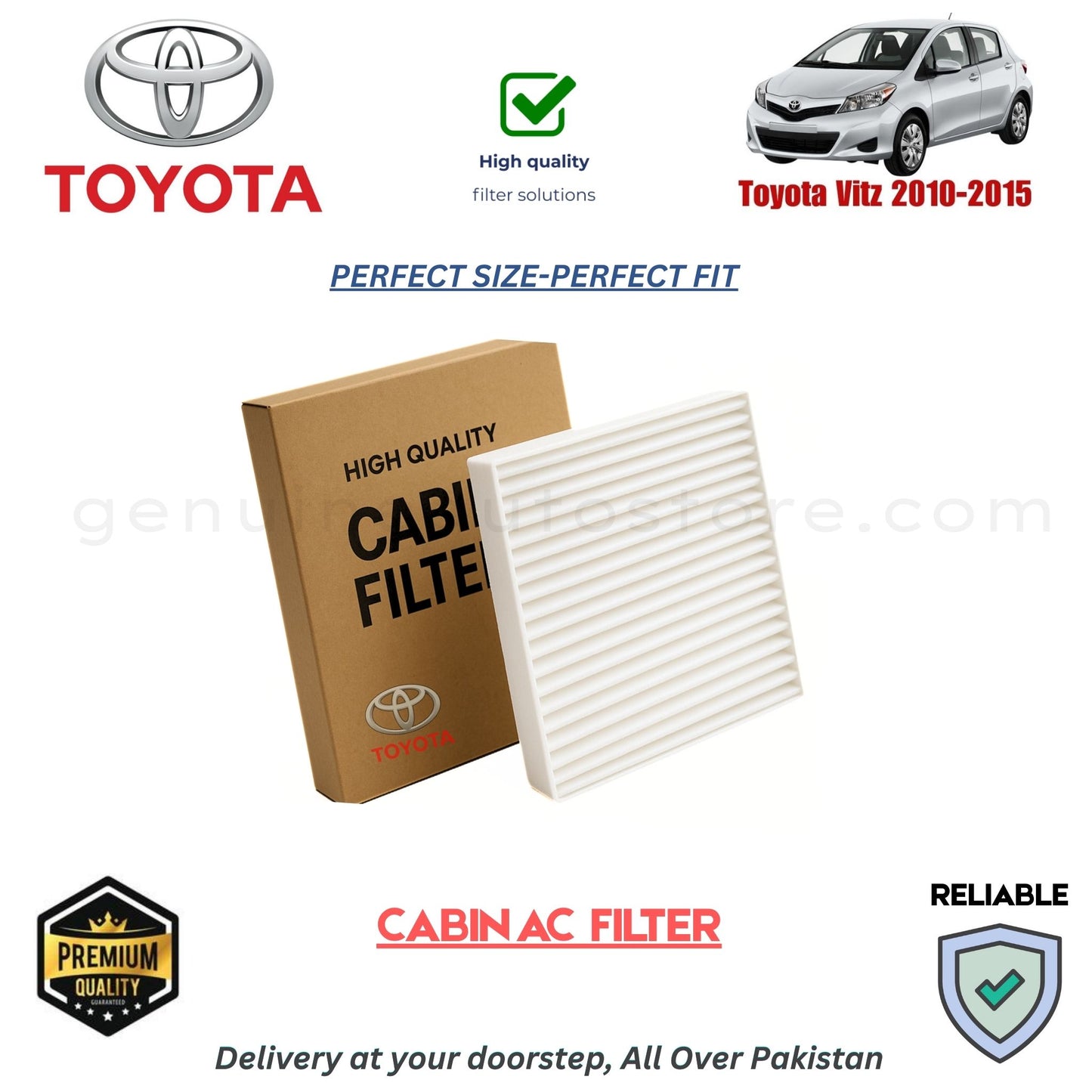 Toyota Vitz 2010-2015 CABIN AC FILTER in Pakistan. 100% Genuine, Reliable, Best Price, Cash on Delivery Available