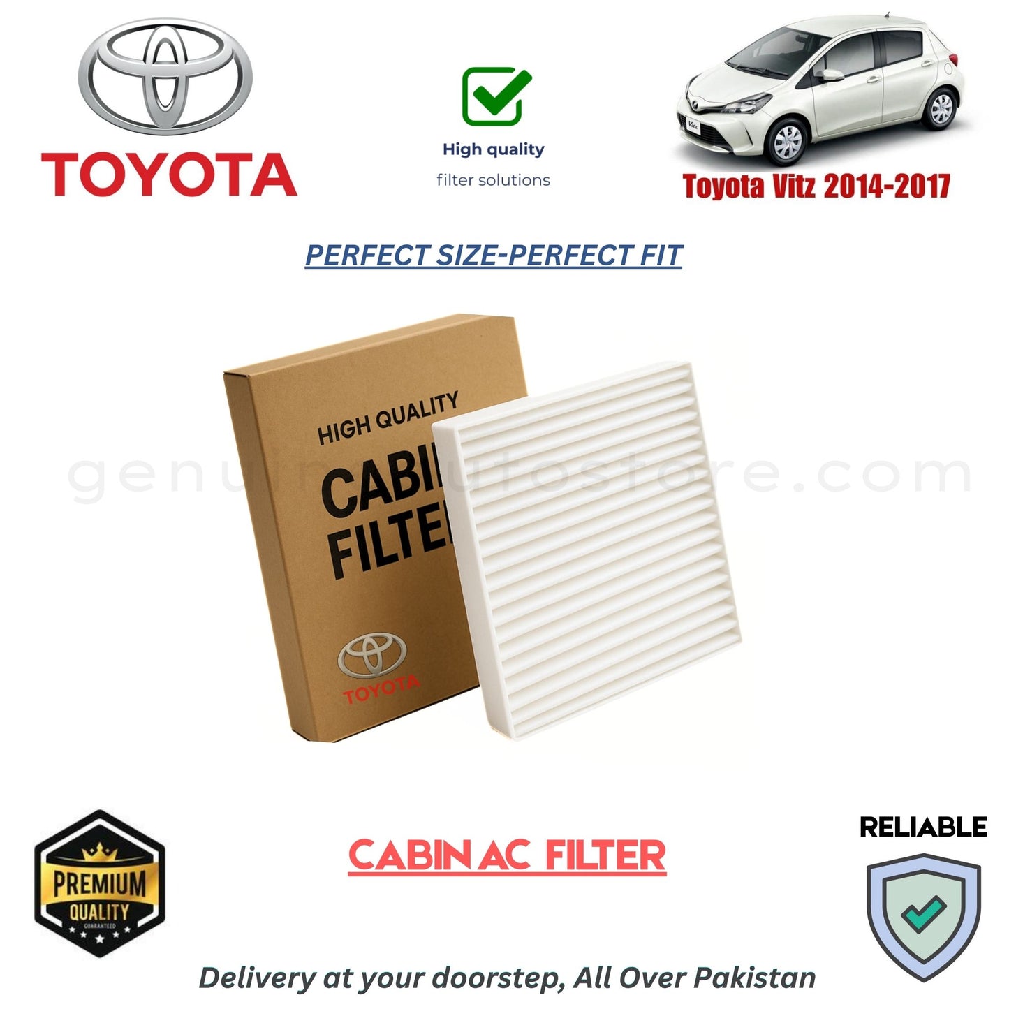 Toyota Vitz 2014-2017 CABIN AC FILTER in Pakistan. 100% Genuine, Reliable, Best Price, Cash on Delivery Available