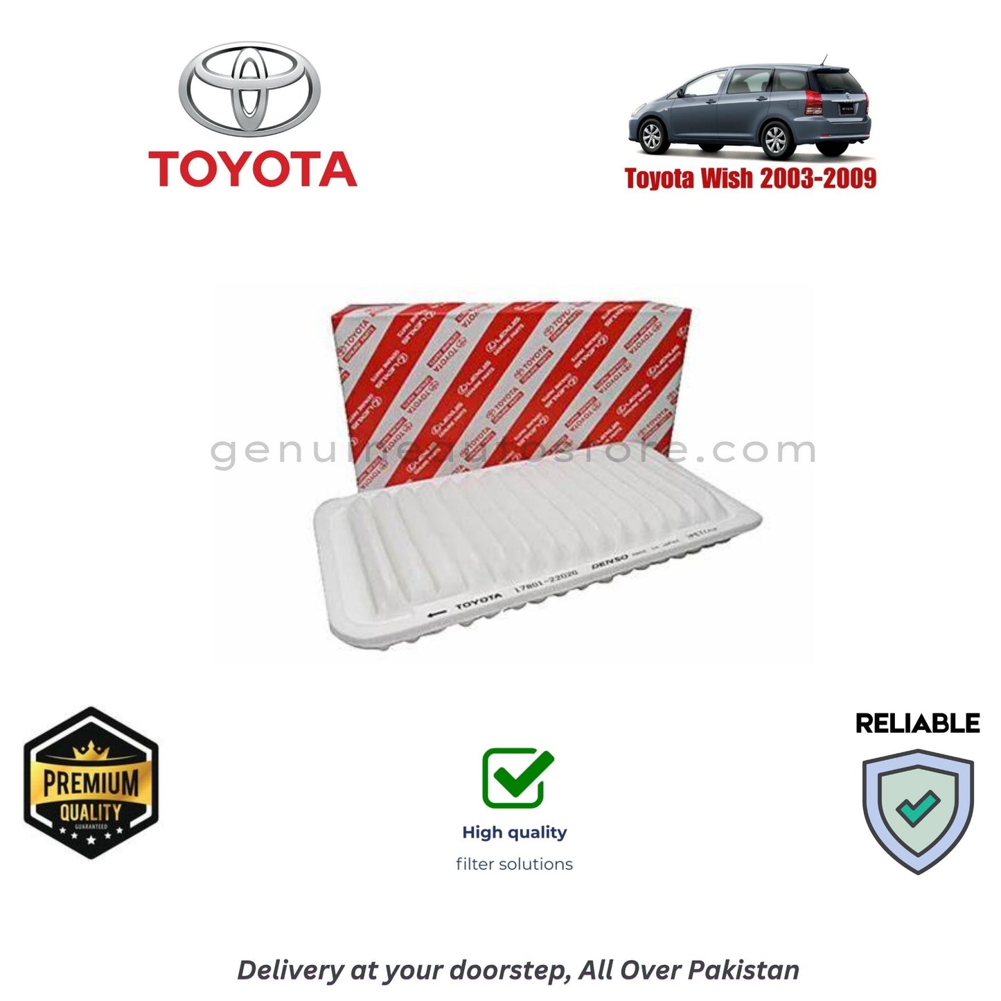 Toyota Wish 2003-2009 Air Filter Premium Quality in Pakistan, 100% Genuine, Reliable, Best Price, Cash on Delivery