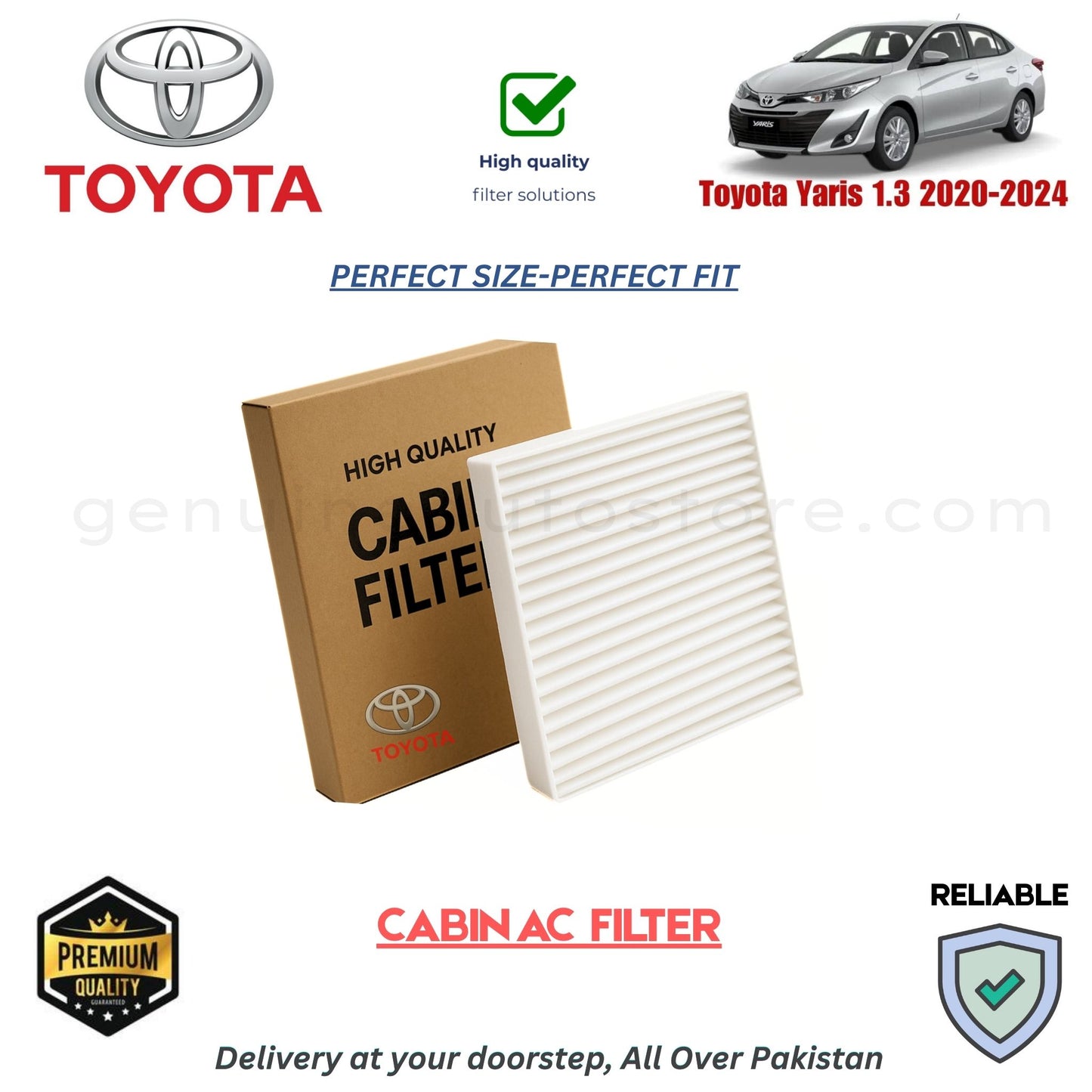 Toyota Yaris 1.3 2020-2024 CABIN AC FILTER in Pakistan. 100% Genuine, Reliable, Best Price, Cash on Delivery Available