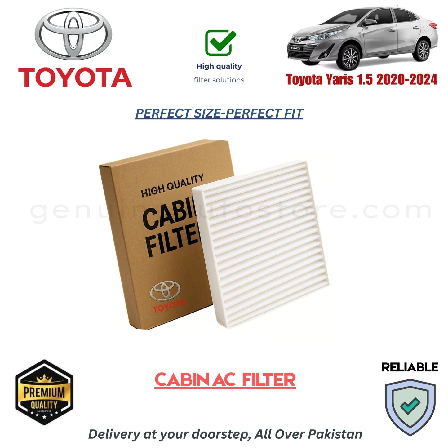 Toyota Yaris 1.5 2020-2024 CABIN AC FILTER in Pakistan. 100% Genuine, Reliable, Best Price, Cash on Delivery Available