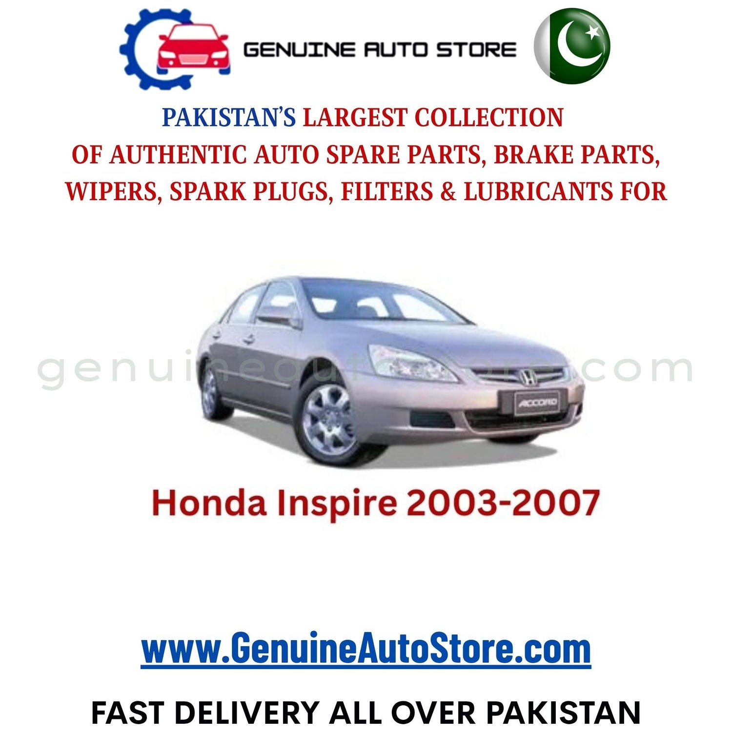 Original HONDA INSPIRE 2003-2007 parts – brake pads, brake shoe, spark plugs, filters, wipers in Pakistan