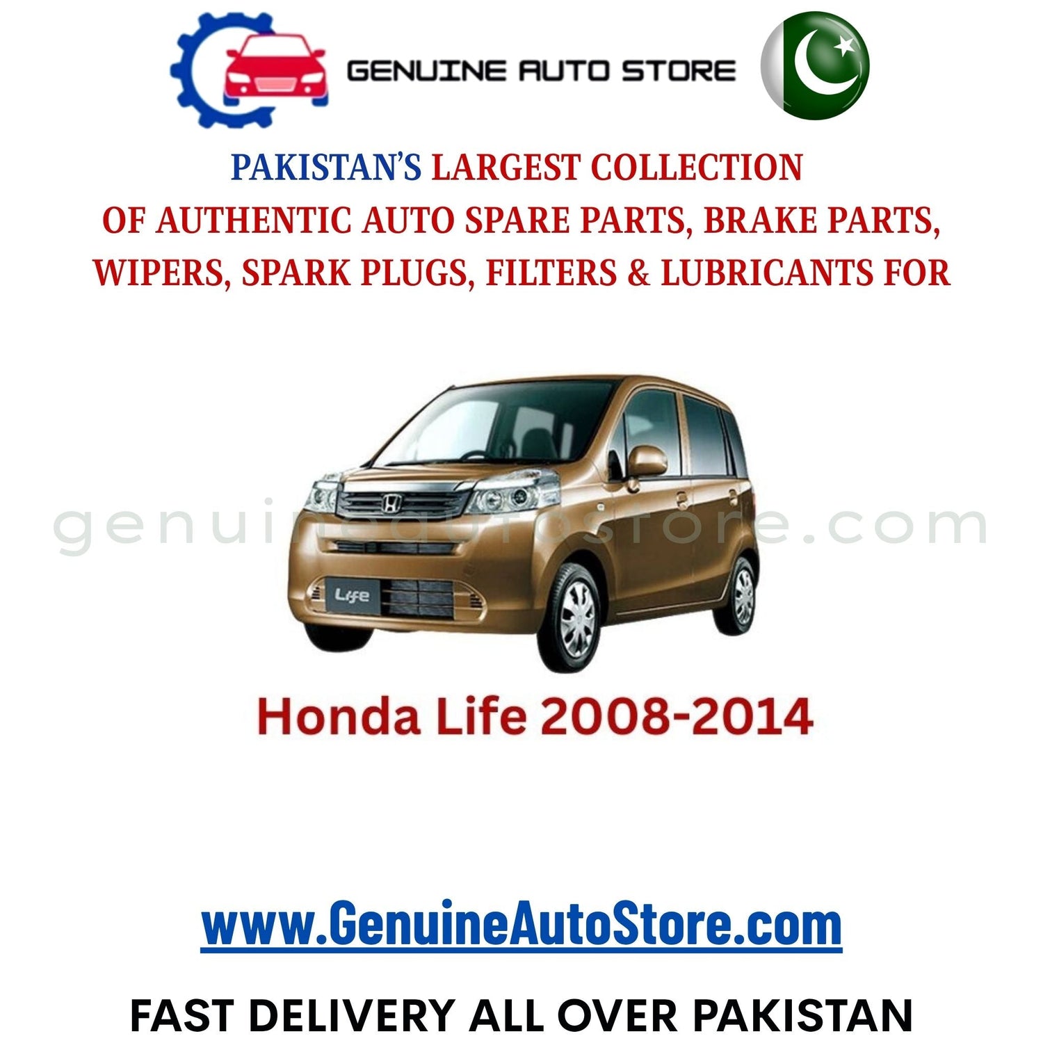 Original HONDA LIFE 2008-2014 parts – brake pads, brake shoe, spark plugs, filters, wipers in Pakistan