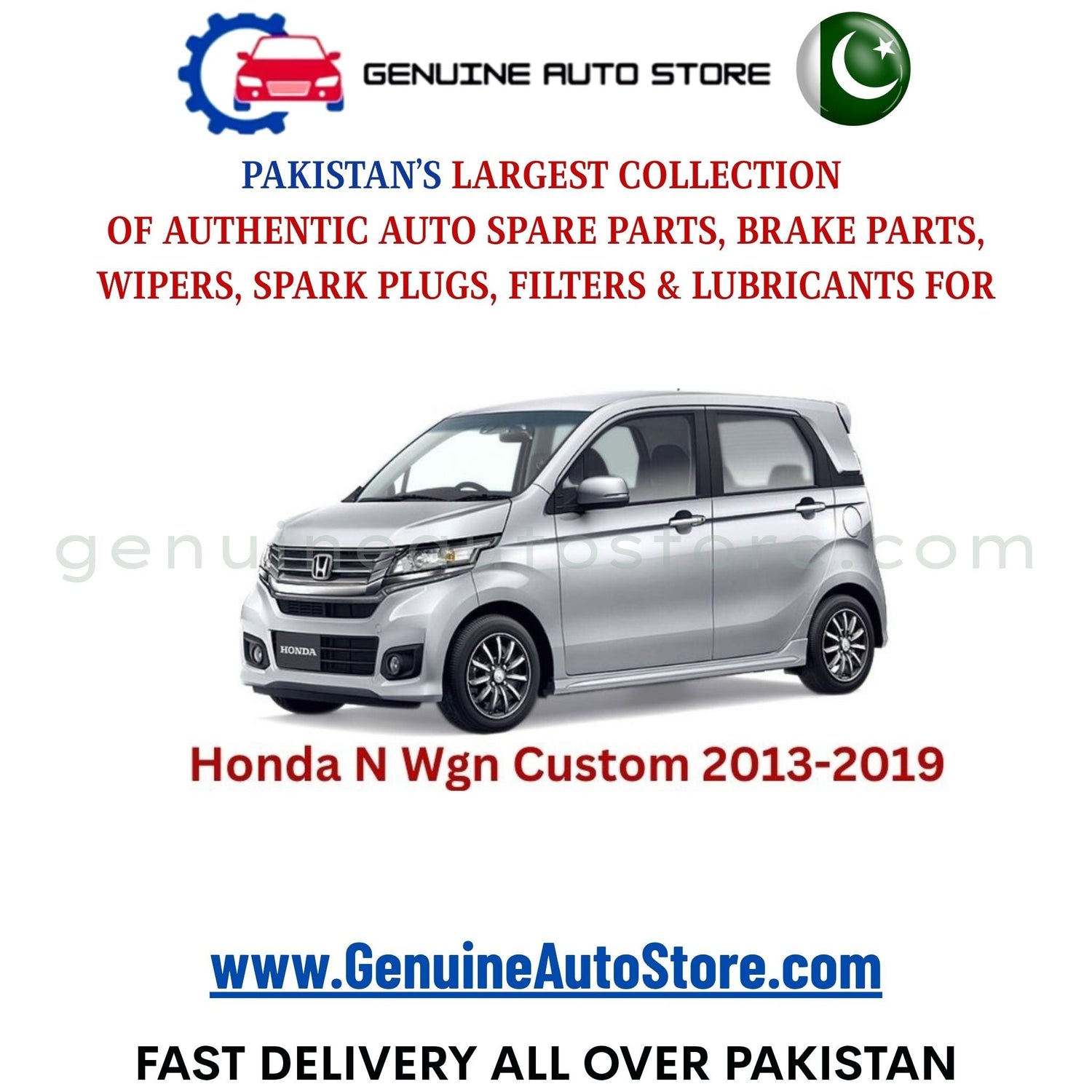Original HONDA N WGN CUSTOM 2013-2019 parts – brake pads, brake shoe, spark plugs, filters, wipers in Pakistan