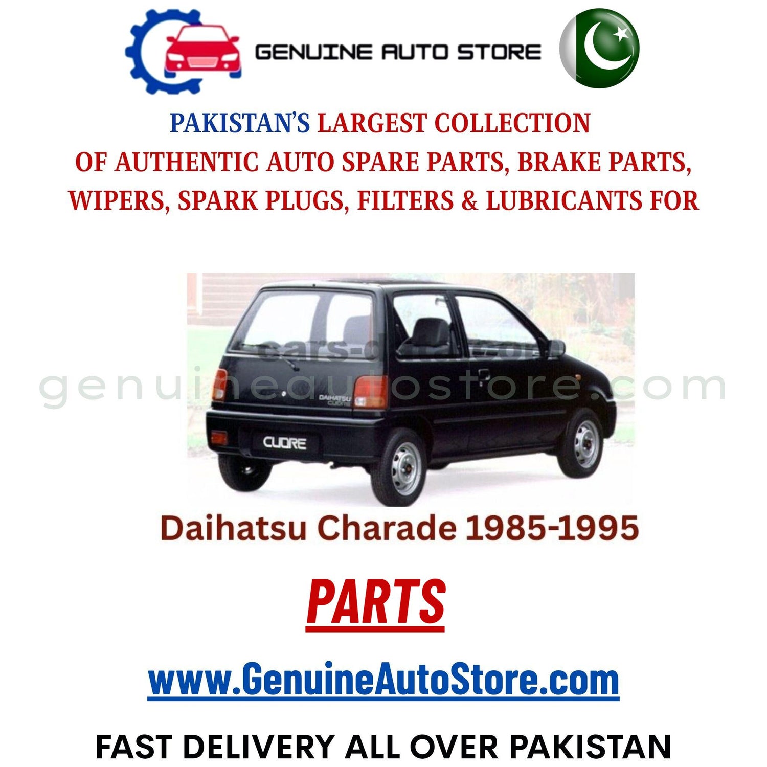 Original DAIHATSU CHARADE 1983-1987 parts – brake pads, brake shoe, spark plugs, filters, wipers in Pakistan