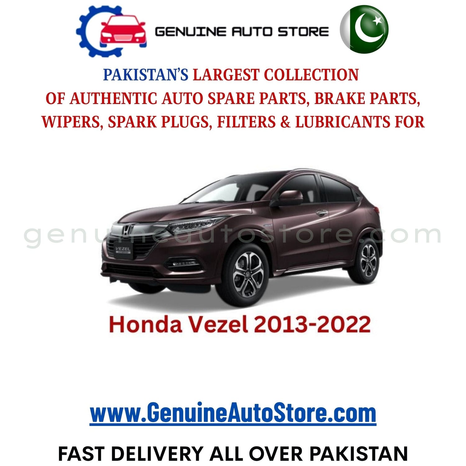 Original HONDA VEZEL 2013-2022 parts – brake pads, brake shoe, spark plugs, filters, wipers in Pakistan