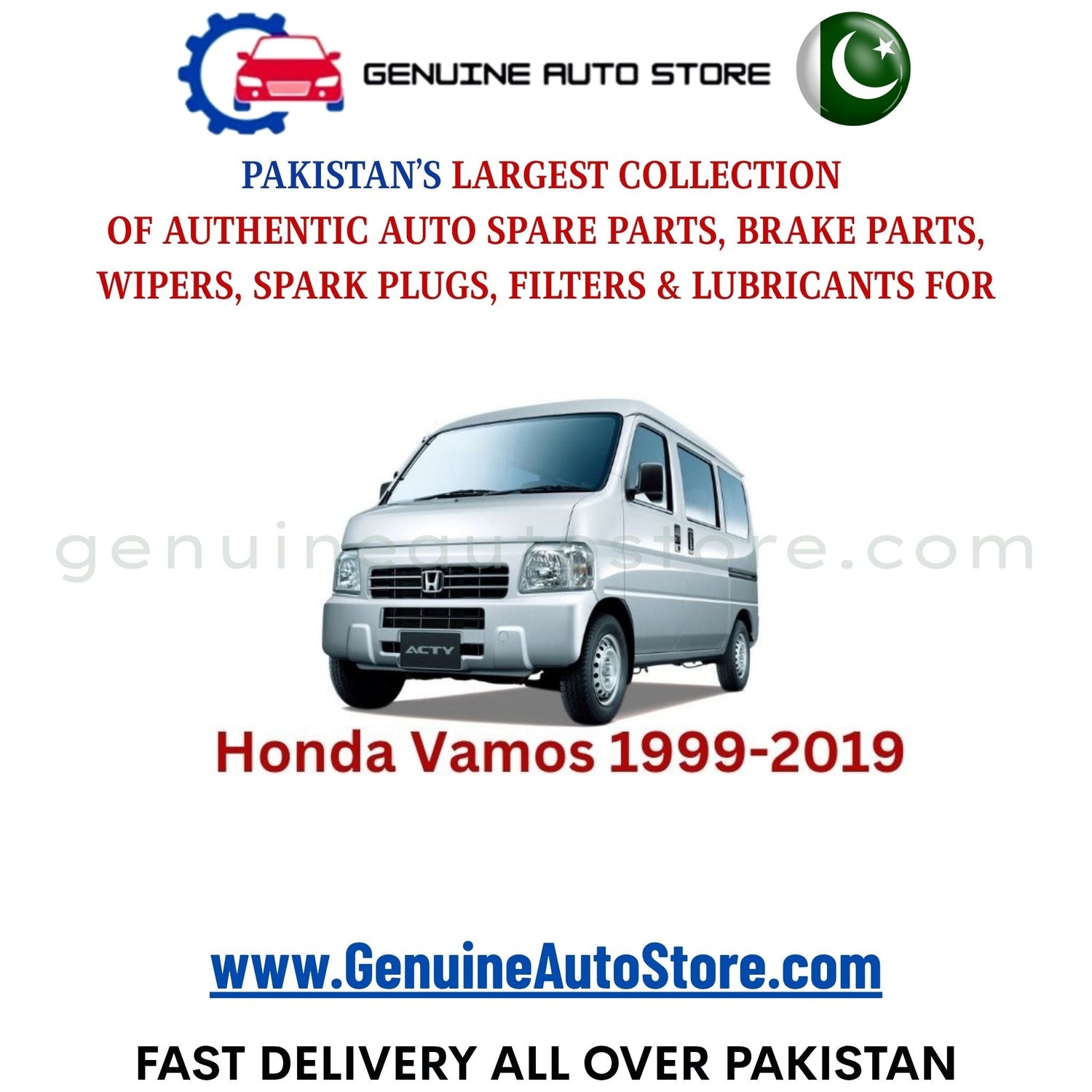 Original HONDA VAMOS 1999-2019 parts – brake pads, brake shoe, spark plugs, filters, wipers in Pakistan