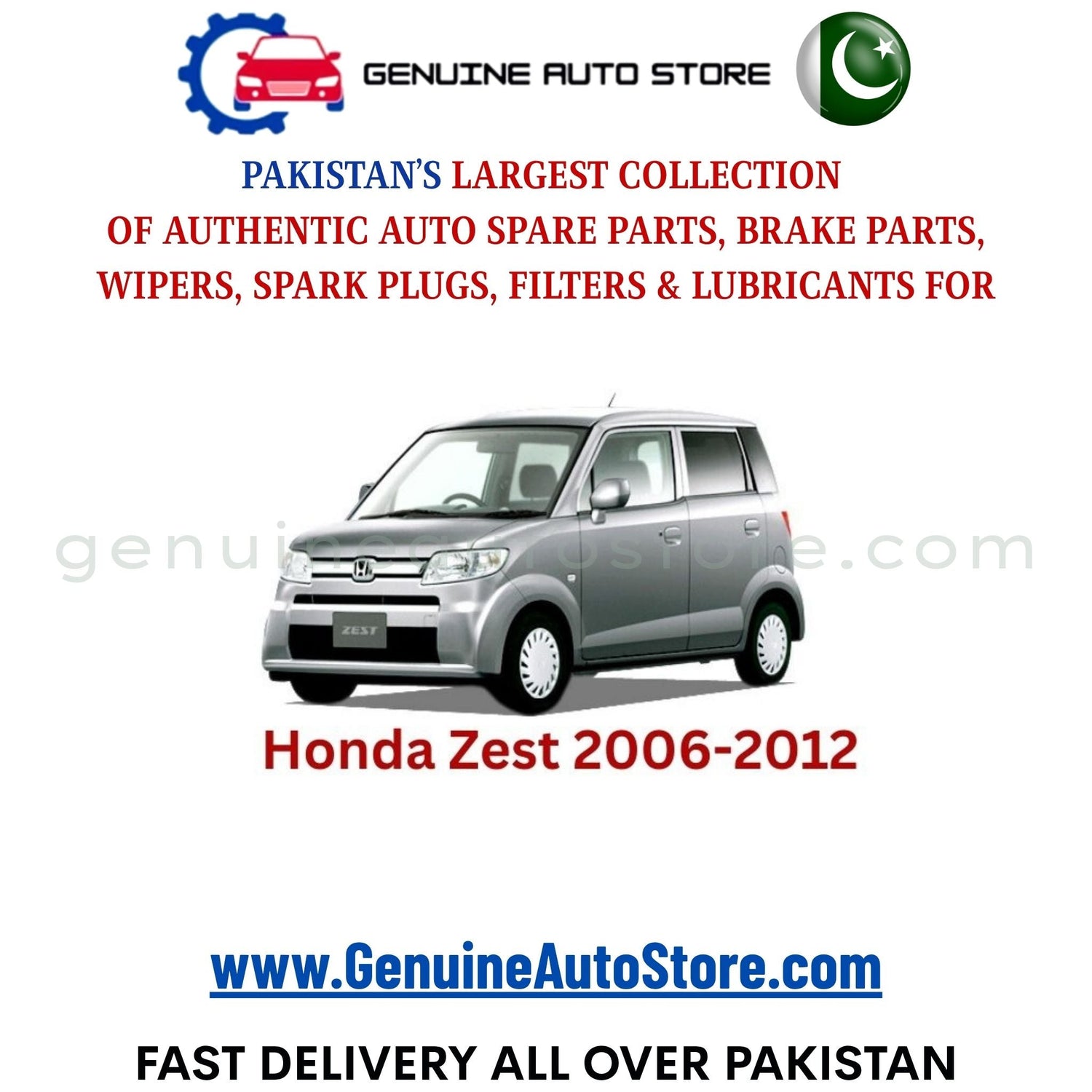 Original HONDA ZEST 2006-2012 parts – brake pads, brake shoe, spark plugs, filters, wipers in Pakistan