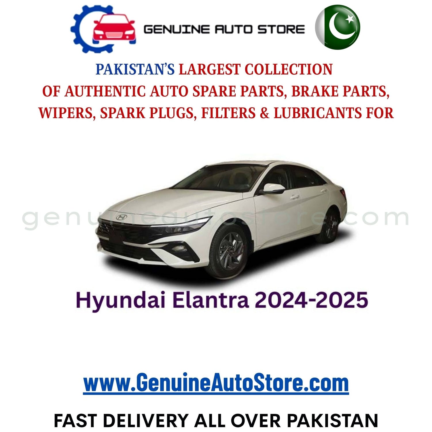 Original HYUNDAI ELANTRA 2024-2025 parts – brake pads, brake shoe, spark plugs, filters, wipers in Pakistan