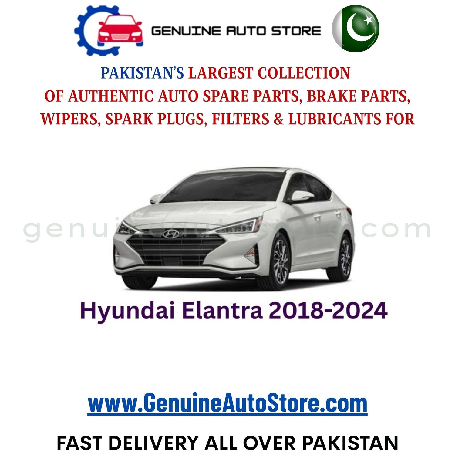 Original HYUNDAI ELANTRA 2018-2024 parts – brake pads, brake shoe, spark plugs, filters, wipers in Pakistan