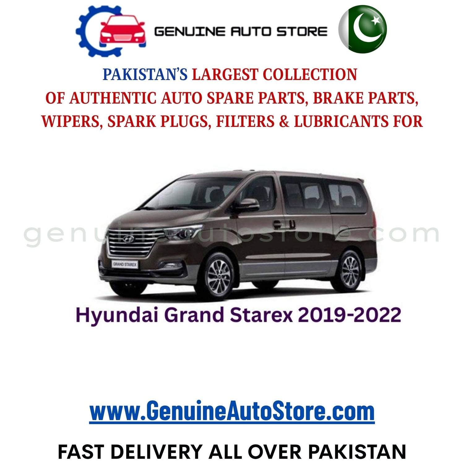 Original HYUNDAI GRAND STAREX 2019-2022 parts – brake pads, brake shoe, spark plugs, filters, wipers in Pakistan
