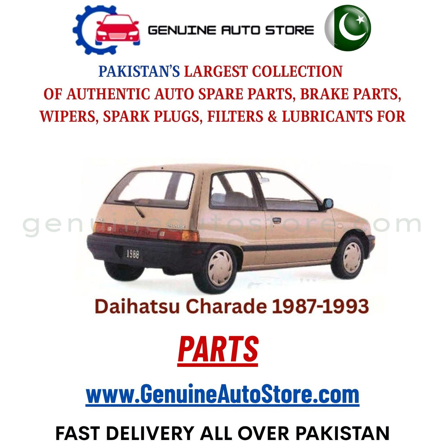 Original DAIHATSU CHARADE 1987-1993 parts – brake pads, brake shoe, spark plugs, filters, wipers in Pakistan