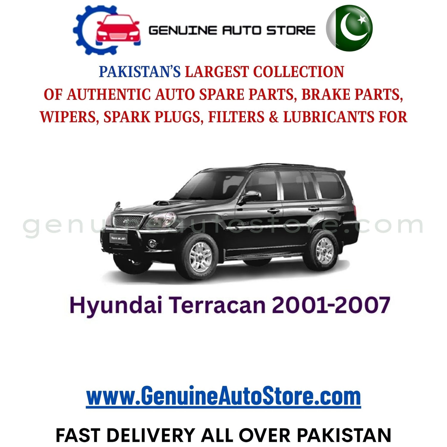Original HYUNDAI TERRACAN 2001-2007 parts – brake pads, brake shoe, spark plugs, filters, wipers in Pakistan