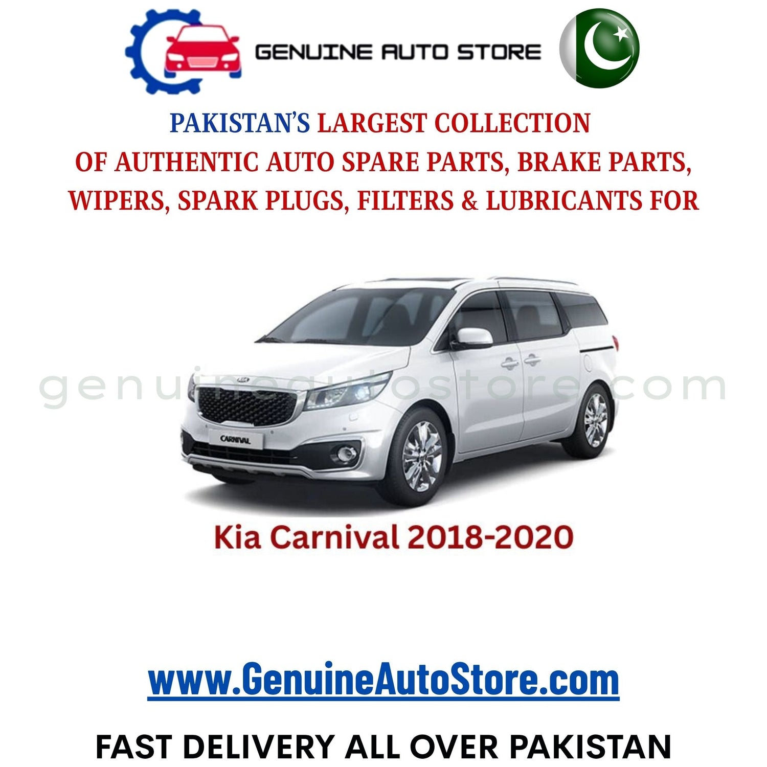 Original KIA CARNIVAL 2018-2020 parts – brake pads, brake shoe, spark plugs, filters, wipers in Pakistan