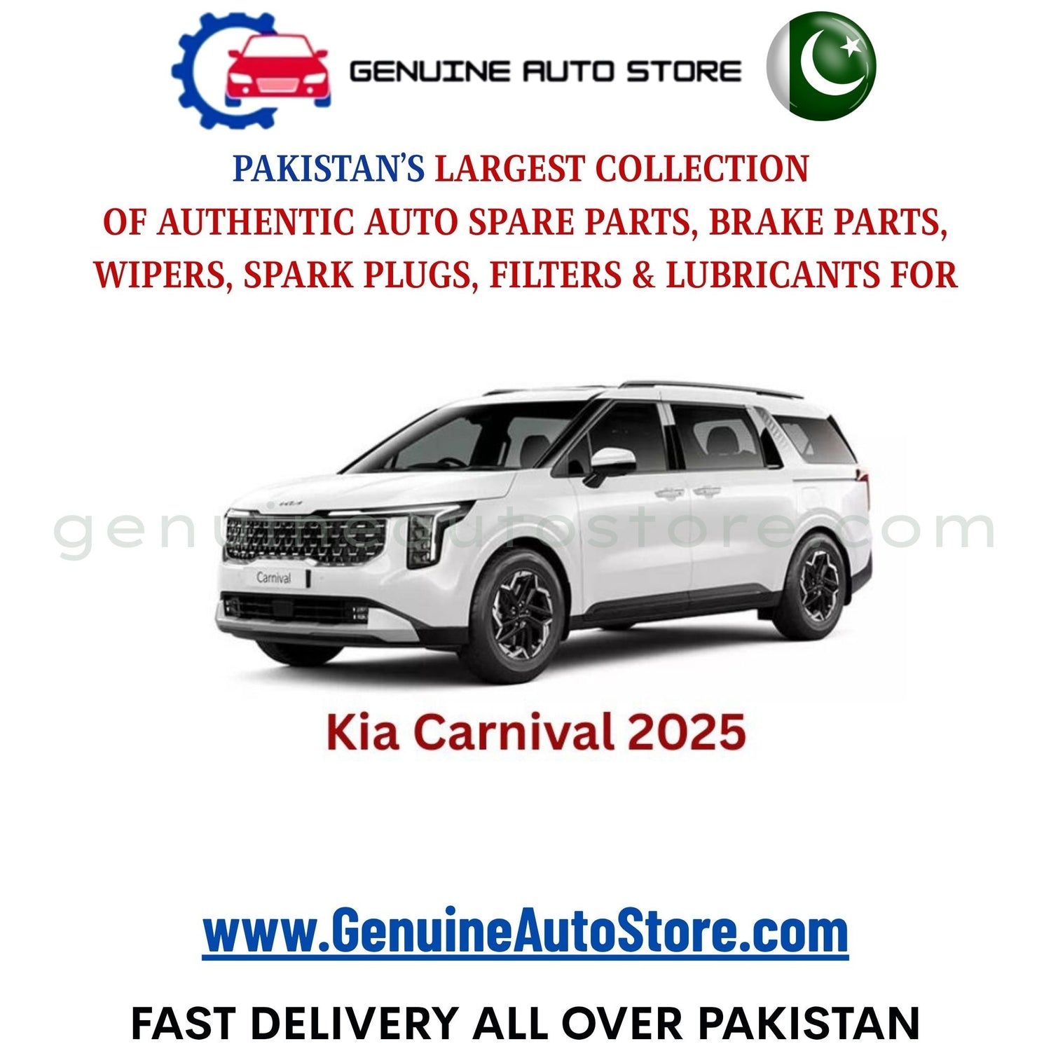 Original KIA CARNIVAL parts – brake pads, brake shoe, spark plugs, filters, wipers in Pakistan