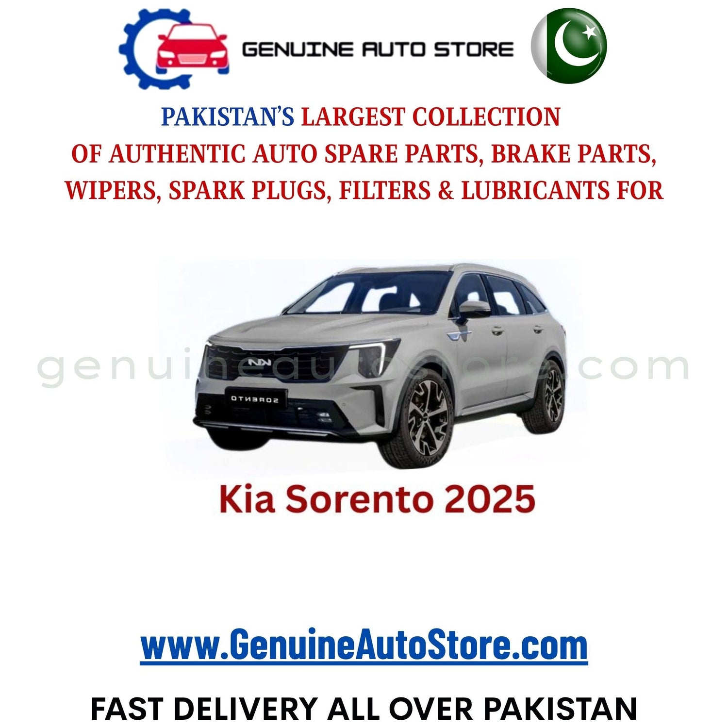 Original KIA SORENTO parts – brake pads, brake shoe, spark plugs, filters, wipers in Pakistan