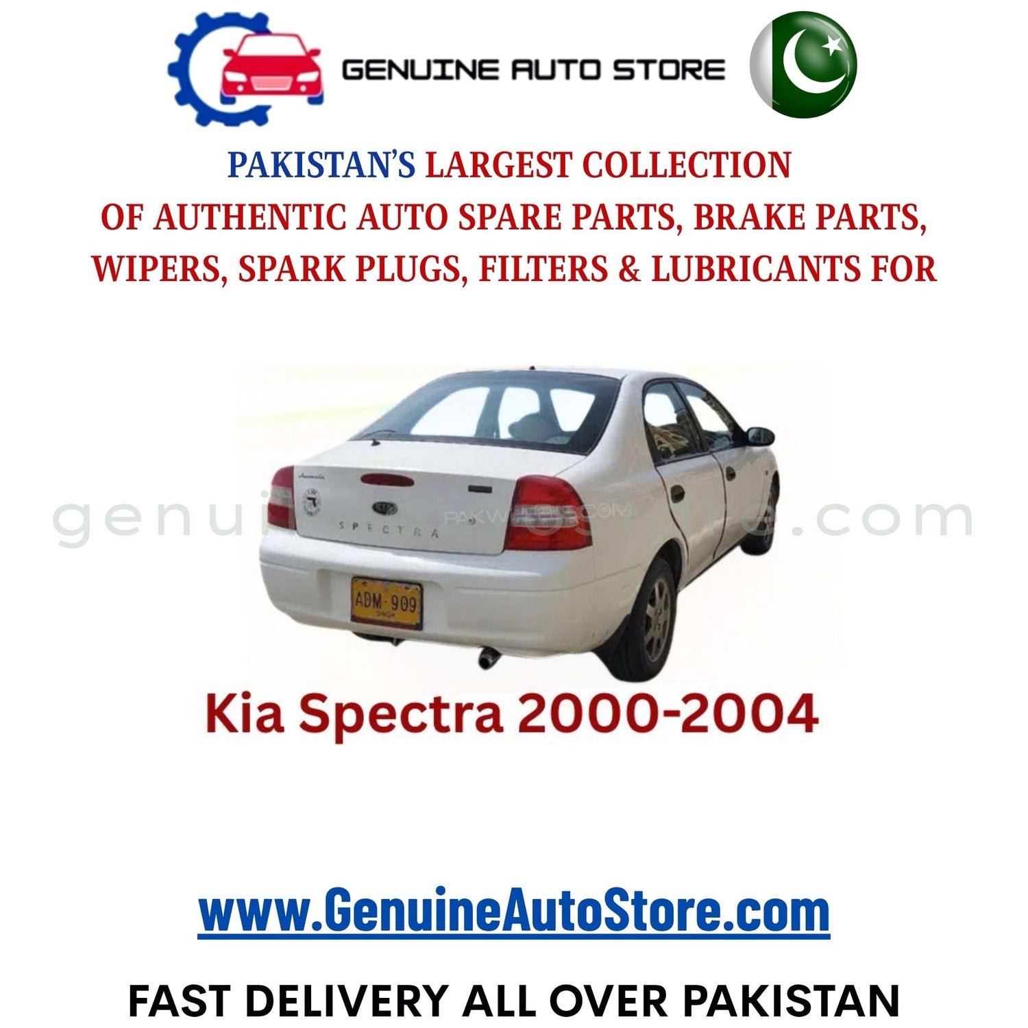 Original KIA SPECTRA 2000-2004 parts – brake pads, brake shoe, spark plugs, filters, wipers in Pakistan