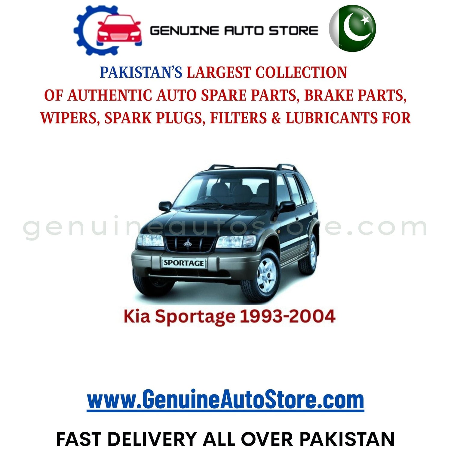 Original KIA SPORTAGE 1993-2004 parts – brake pads, brake shoe, spark plugs, filters, wipers in Pakistan