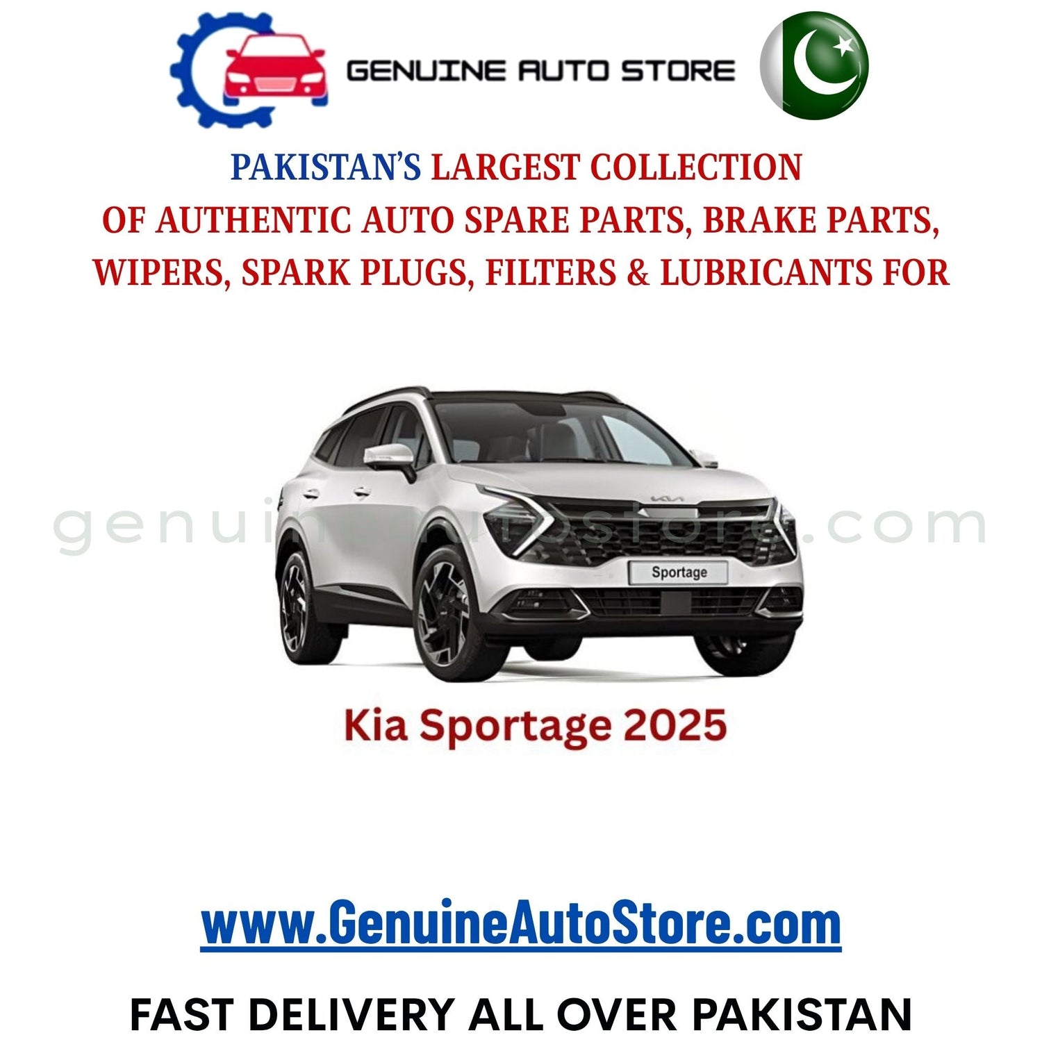 Original KIA SPORTAGE parts – brake pads, brake shoe, spark plugs, filters, wipers in Pakistan