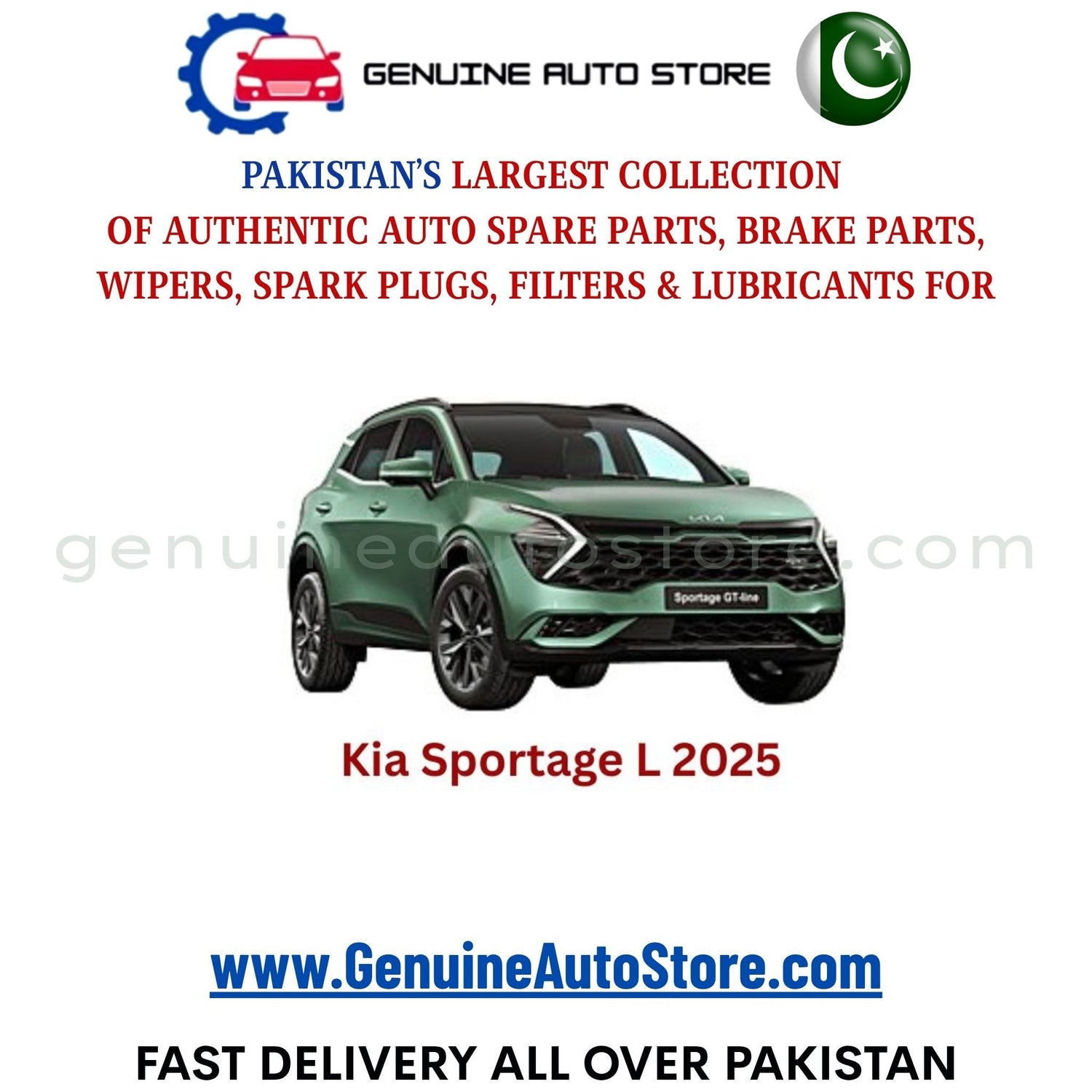 Original KIA SPORTAGE L parts – brake pads, brake shoe, spark plugs, filters, wipers in Pakistan