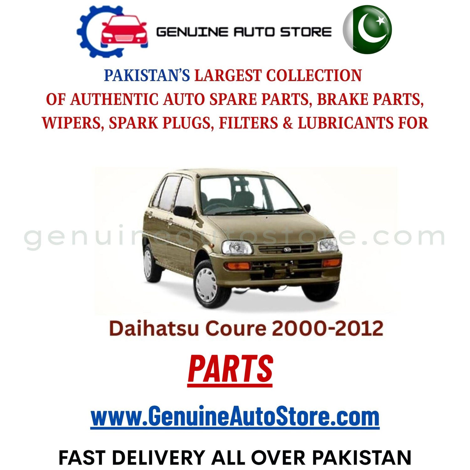 Original DAIHATSU COURE 2000-2012 parts – brake pads, brake shoe, spark plugs, filters, wipers in Pakistan