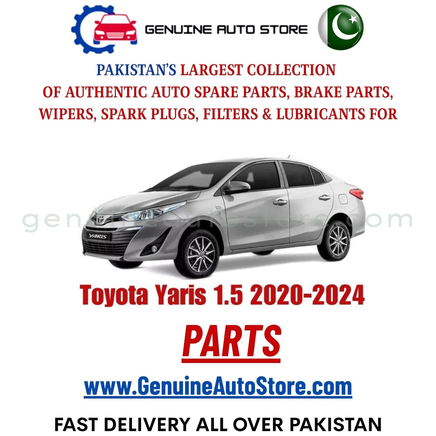 Original Toyota Yaris 1.5 2020-2024 parts – brake pads, brake shoe, spark plugs, filters, wipers in Pakistan
