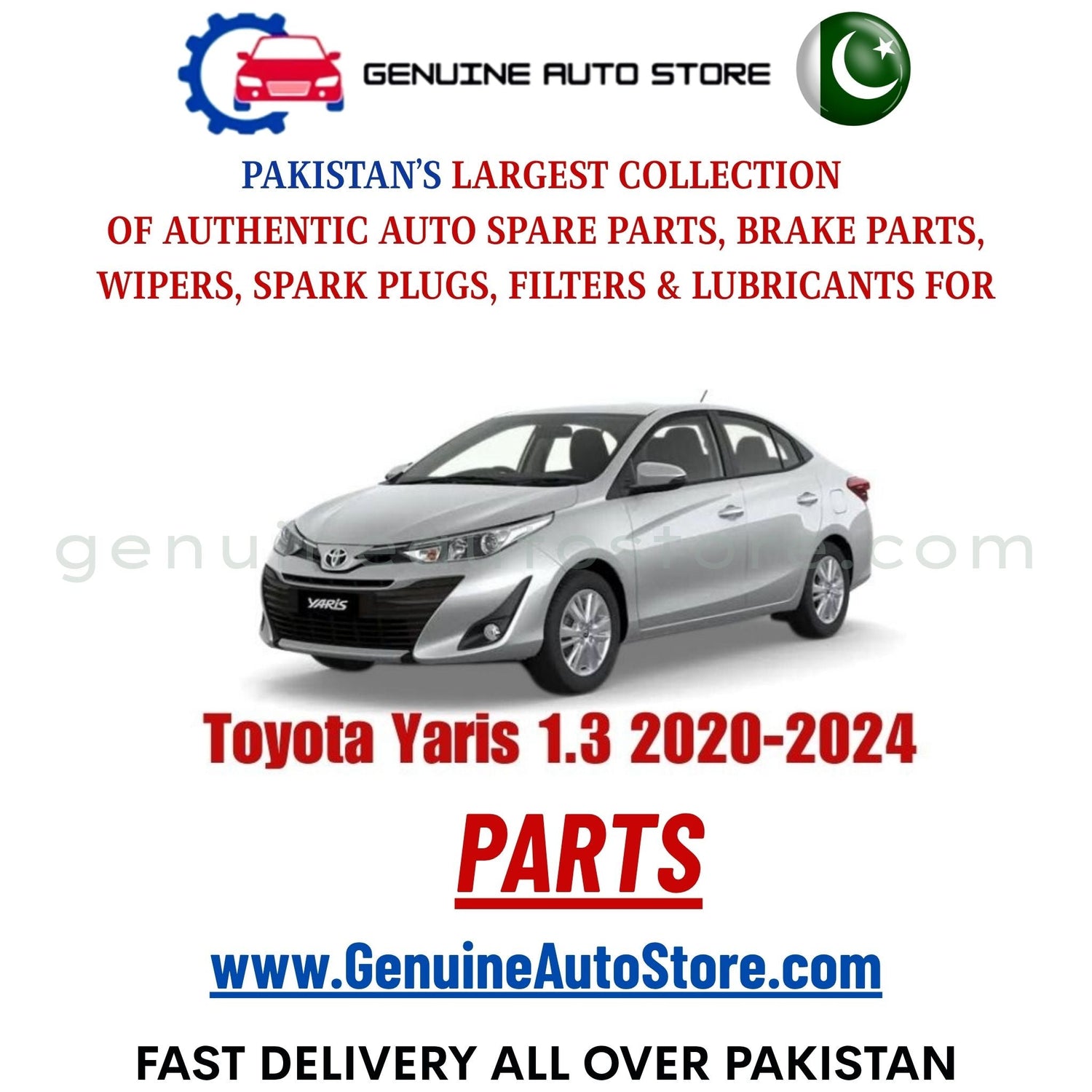 Original Toyota Yaris 1.3 2020-2024 parts – brake pads, brake shoe, spark plugs, filters, wipers in Pakistan