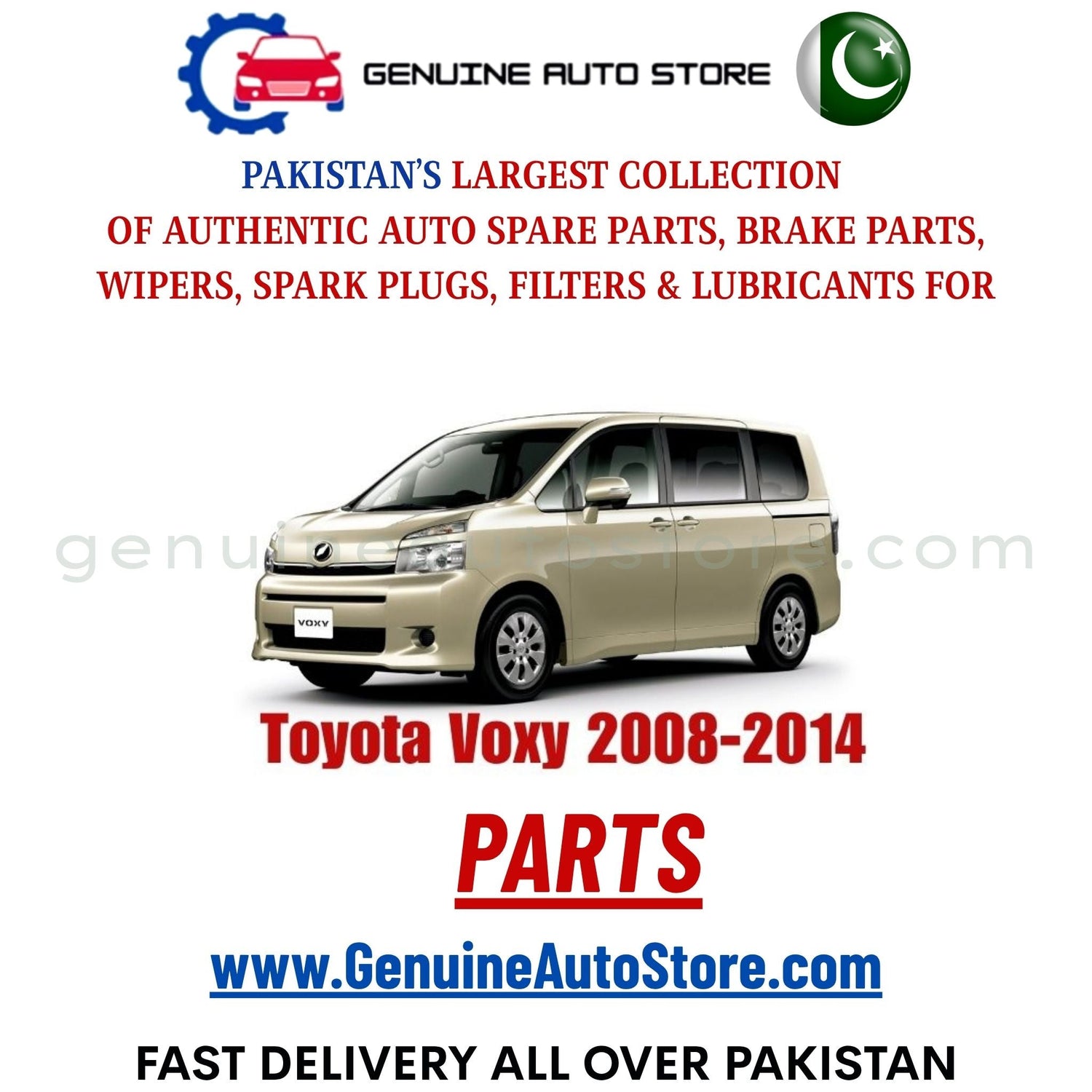 Original Toyota Voxy 2008-2014 parts – brake pads, brake shoe, spark plugs, filters, wipers in Pakistan