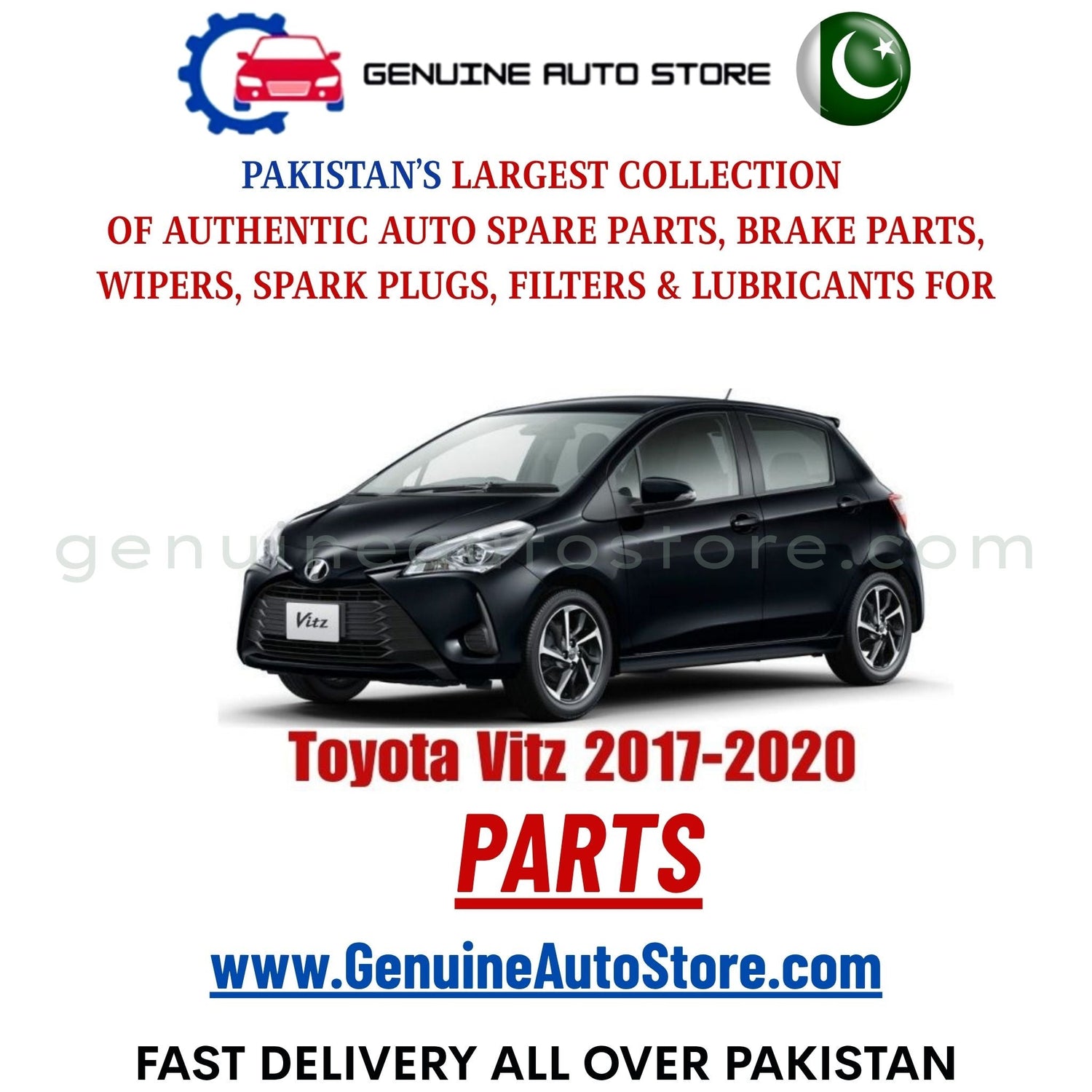 Original Toyota Vitz 2017-2020 parts – brake pads, brake shoe, spark plugs, filters, wipers in Pakistan