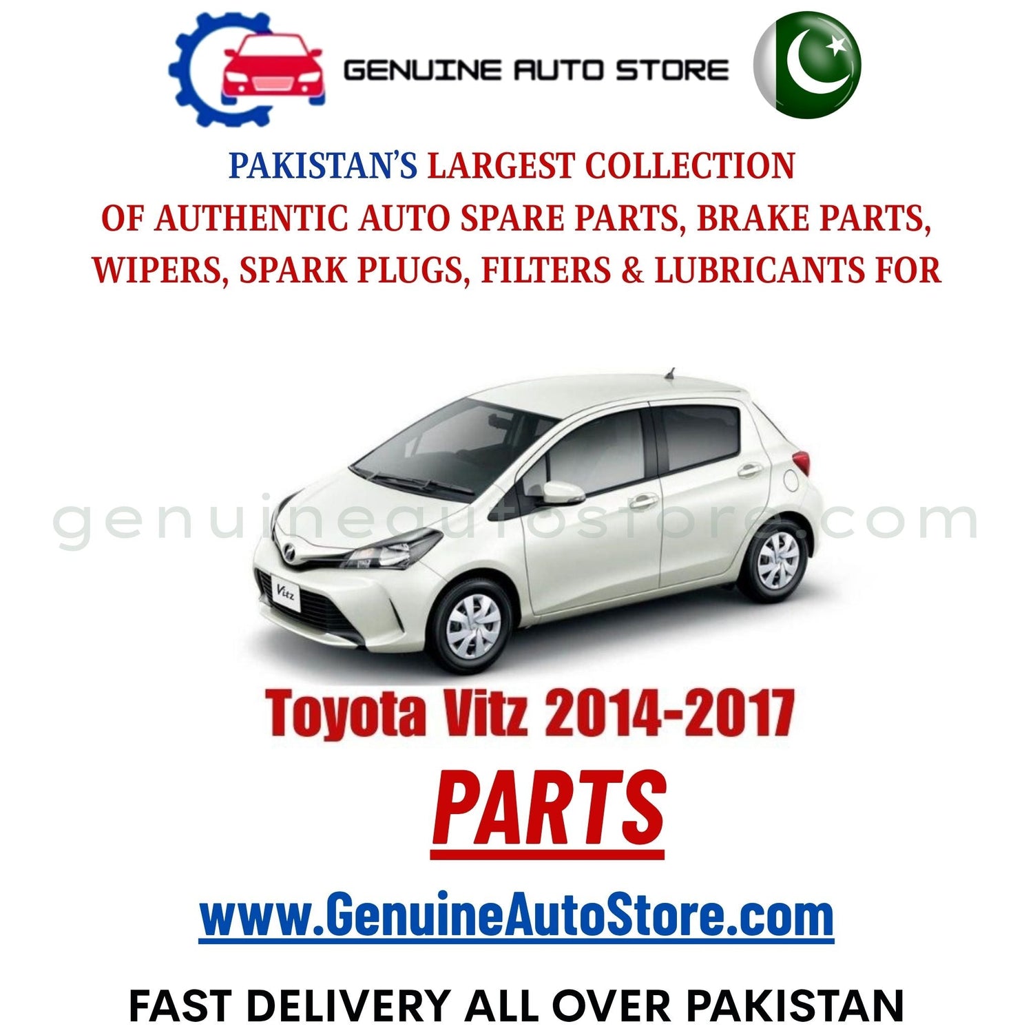 Original Toyota Vitz 2014-2017 parts – brake pads, brake shoe, spark plugs, filters, wipers in Pakistan
