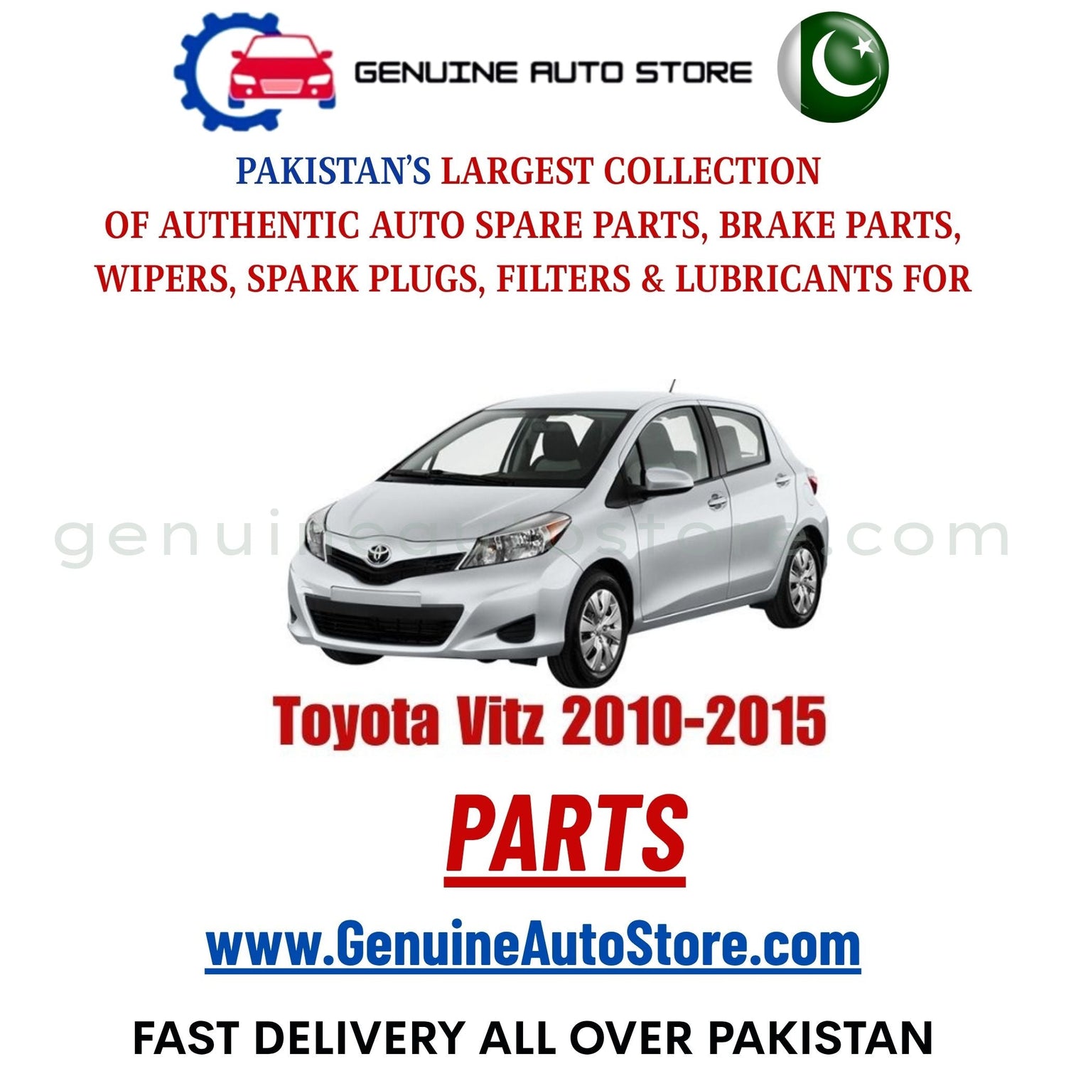 Original Toyota Vitz 2010-2015 parts – brake pads, brake shoe, spark plugs, filters, wipers in Pakistan