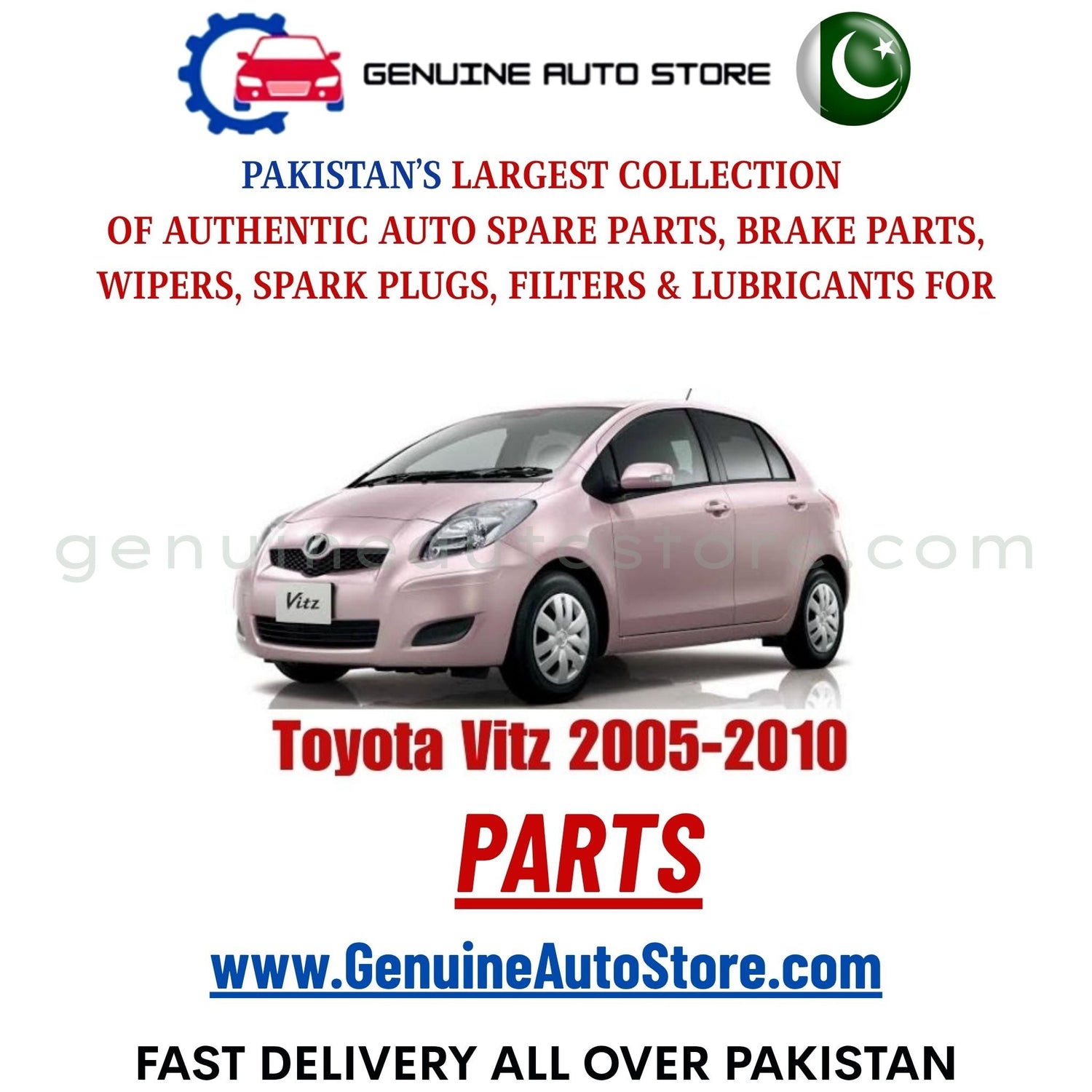 Original Toyota Vitz 2005-2010 parts – brake pads, brake shoe, spark plugs, filters, wipers in Pakistan