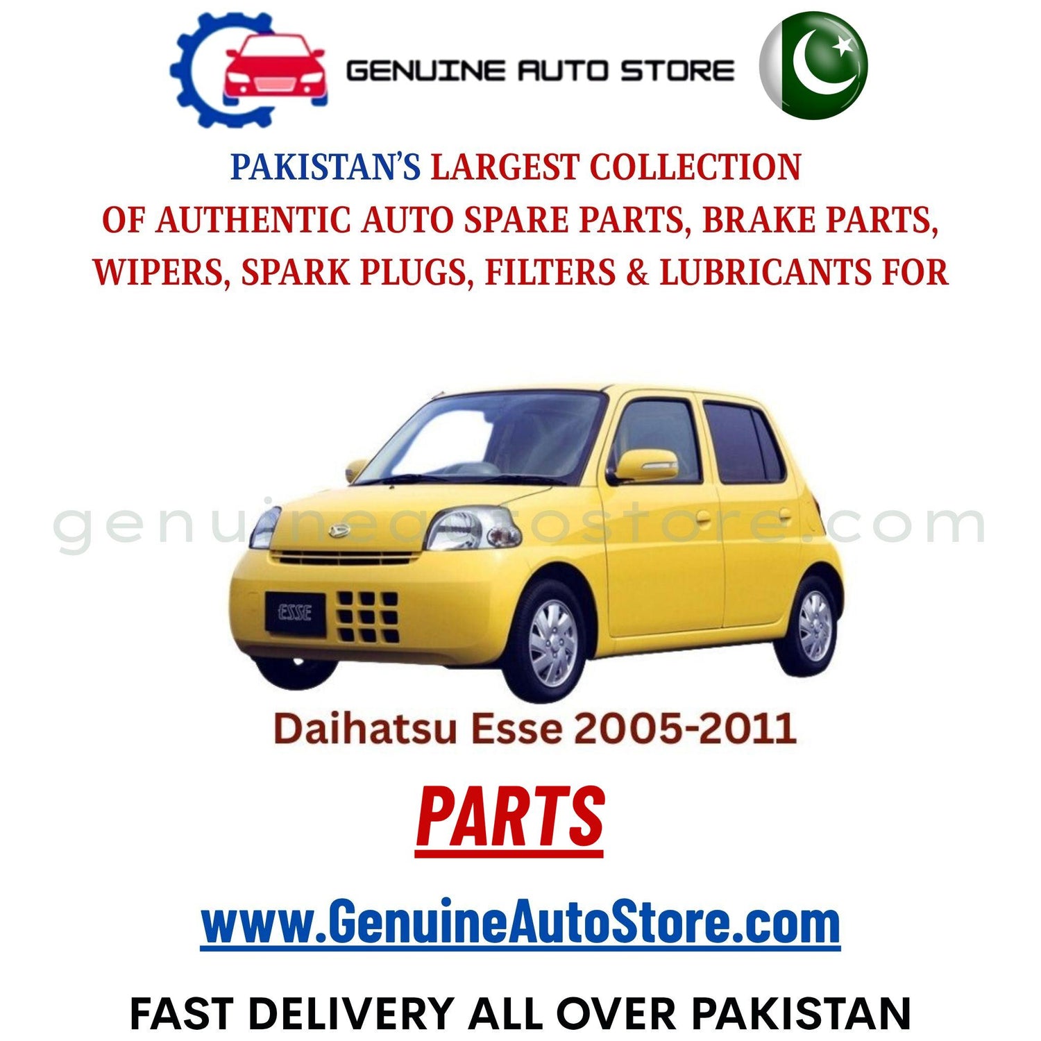 Original DAIHATSU ESSE 2005-2011 parts – brake pads, brake shoe, spark plugs, filters, wipers in Pakistan