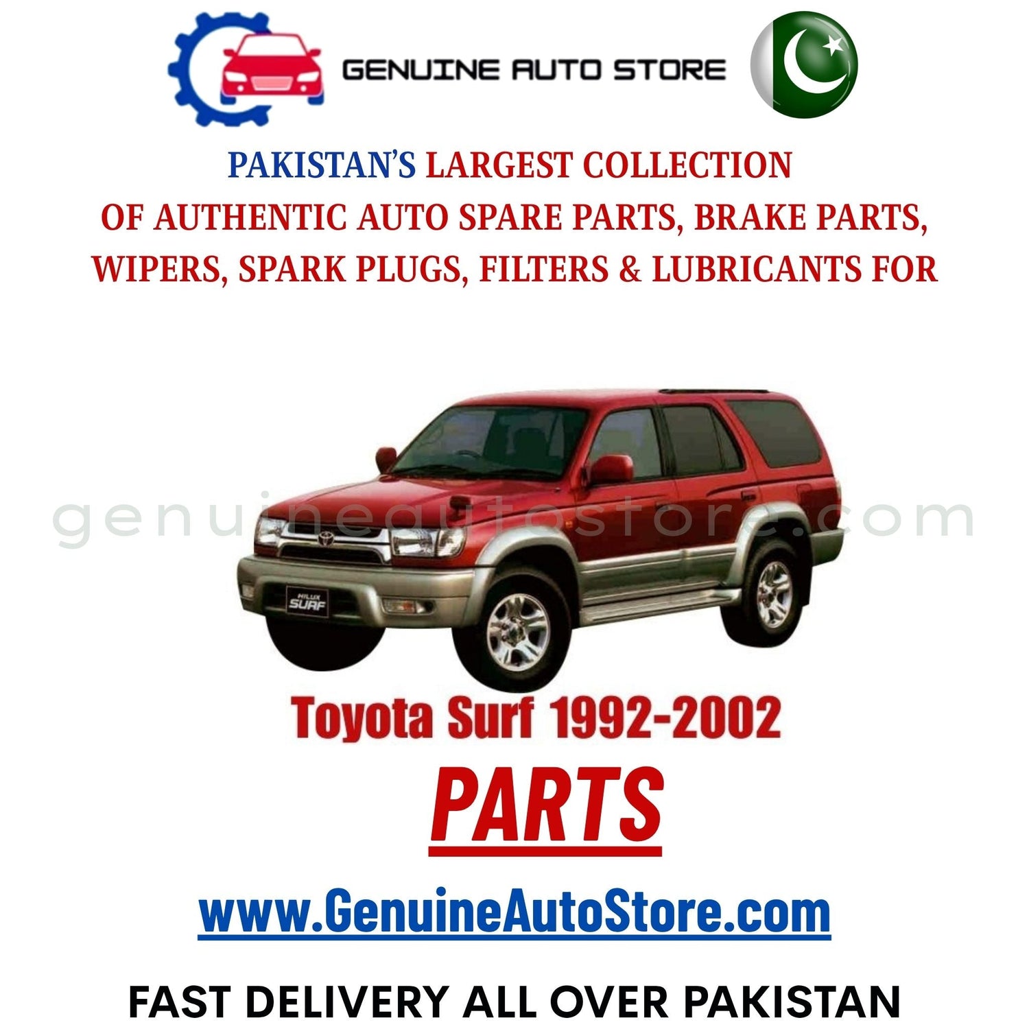 Original Toyota Surf 1992-2002 parts – brake pads, brake shoe, spark plugs, filters, wipers in Pakistan