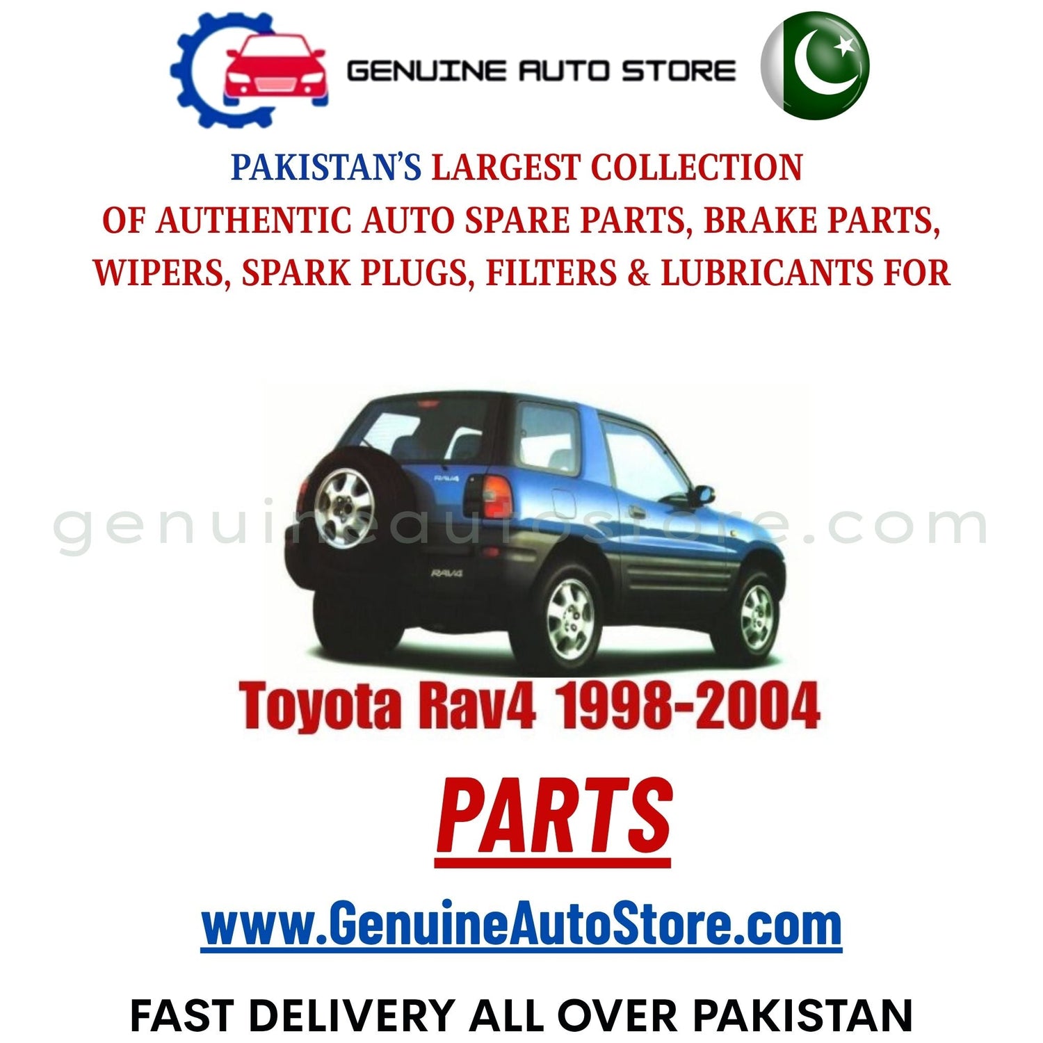 Original Toyota Rav4 1998-2004 parts – brake pads, brake shoe, spark plugs, filters, wipers in Pakistan
